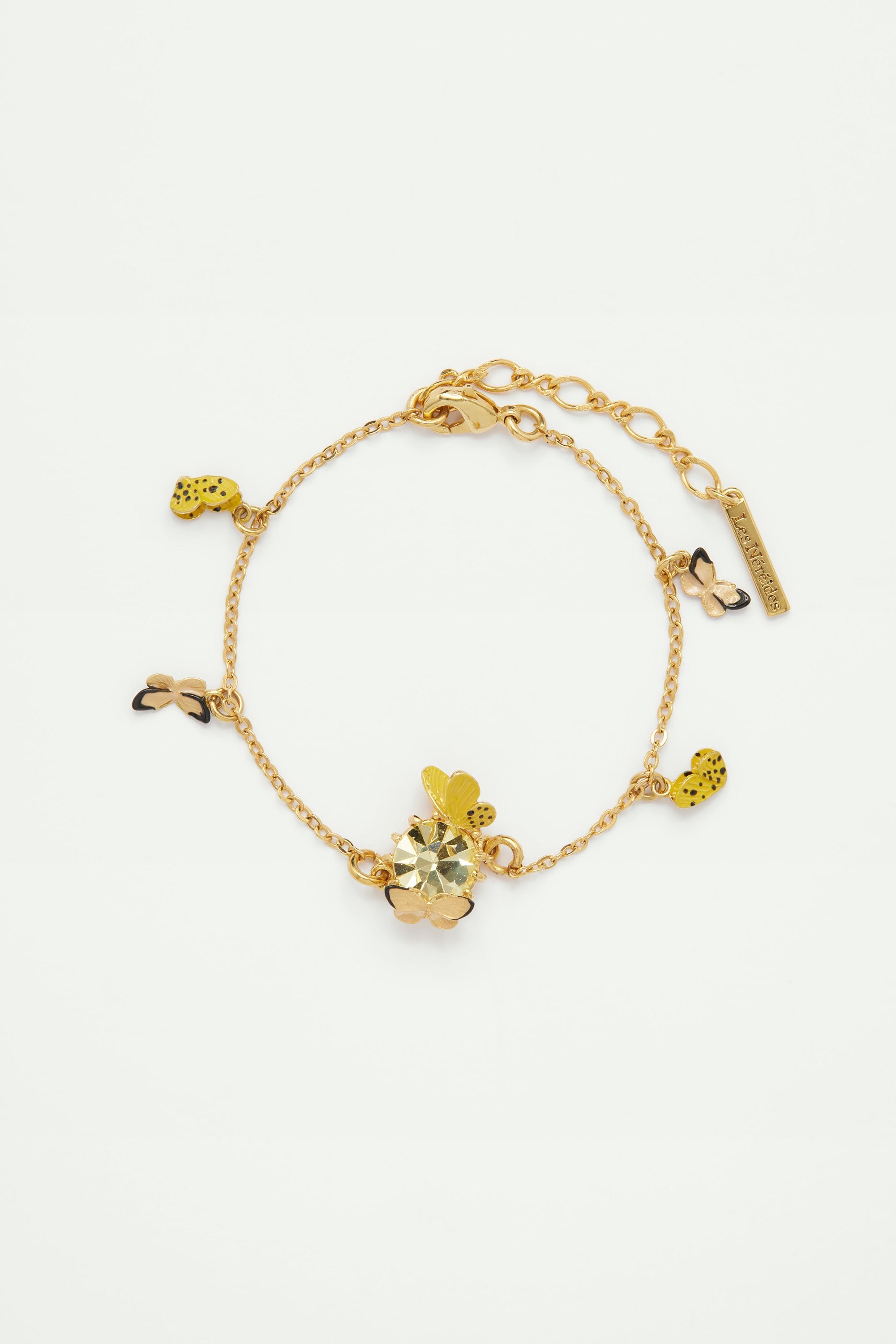 Bracelet charm's papillons colorés et pierre en verre taillé LES NEREIDES Multicolore