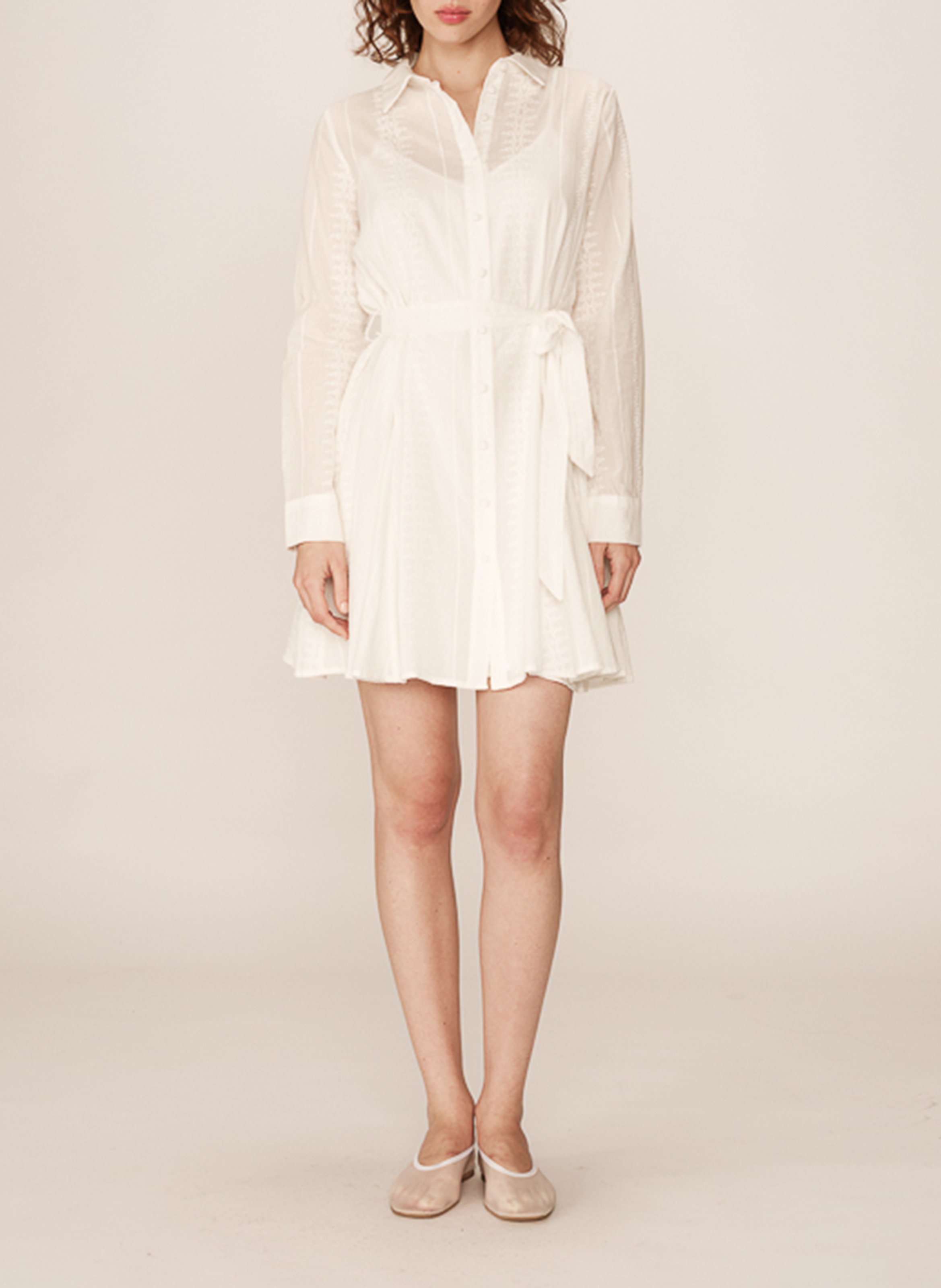 Robe chemise courte en coton brodée GRACE ET MILA