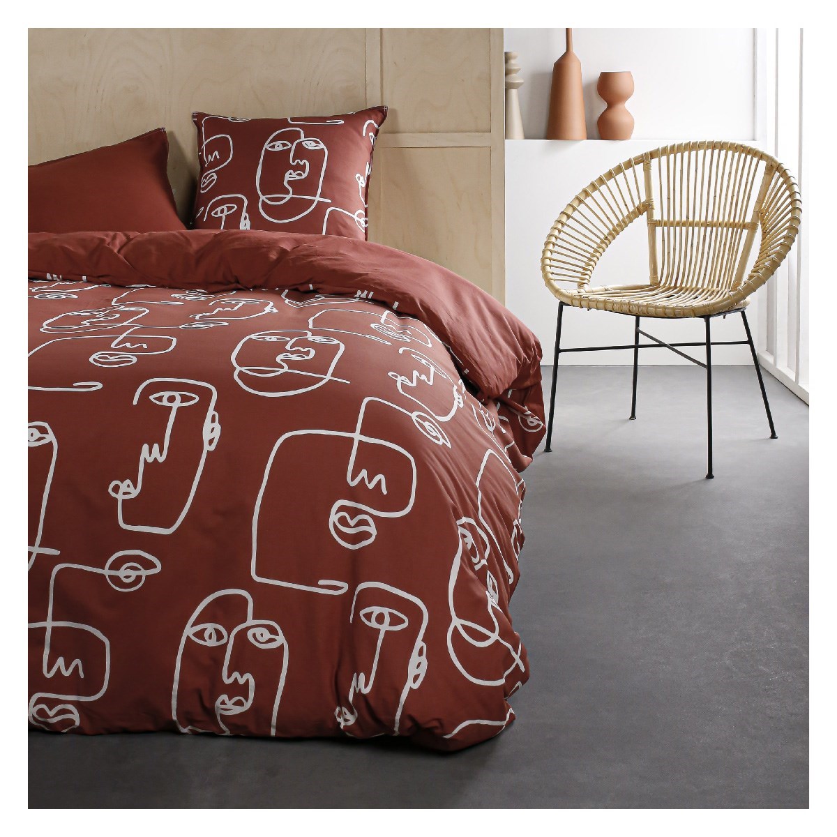 Printed cotton bedding set TODAY LINGE DE MAISON Red