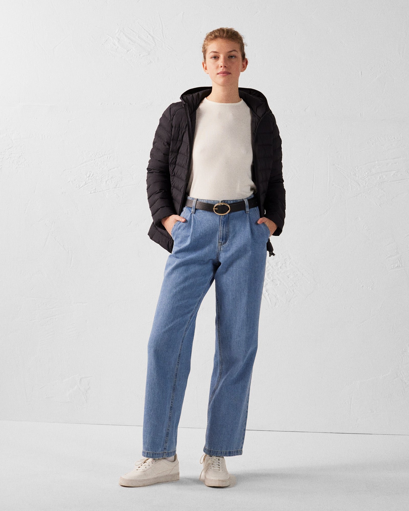 Doudoune à capuche stretch légère salma Noir