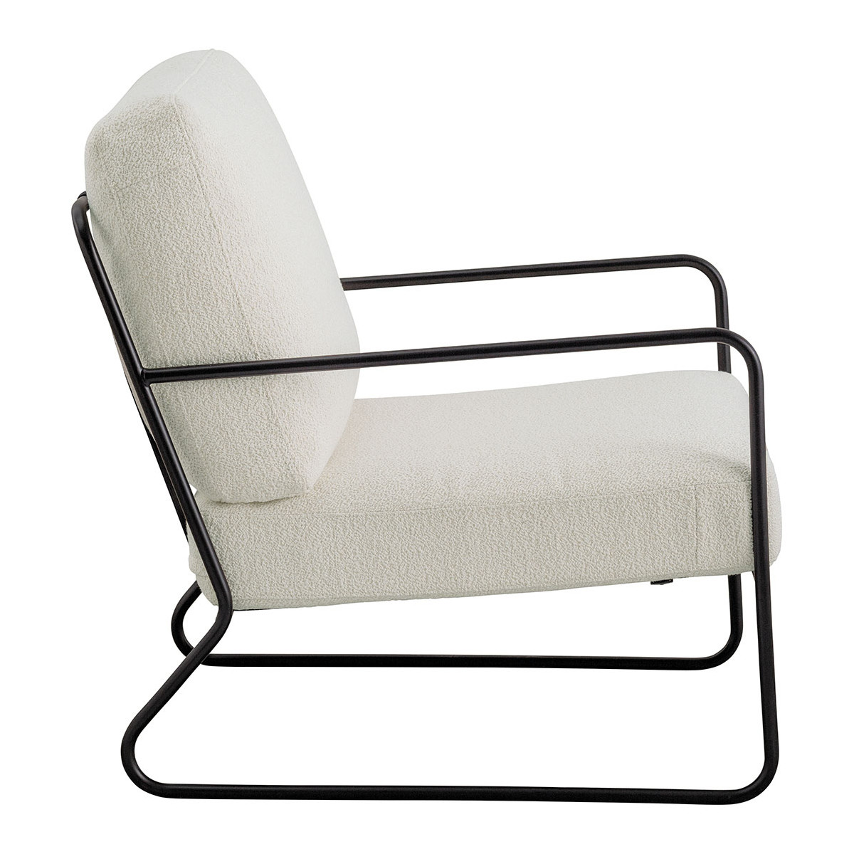 Fauteuil en bouclette et métal BLANC D'IVOIRE Blanc