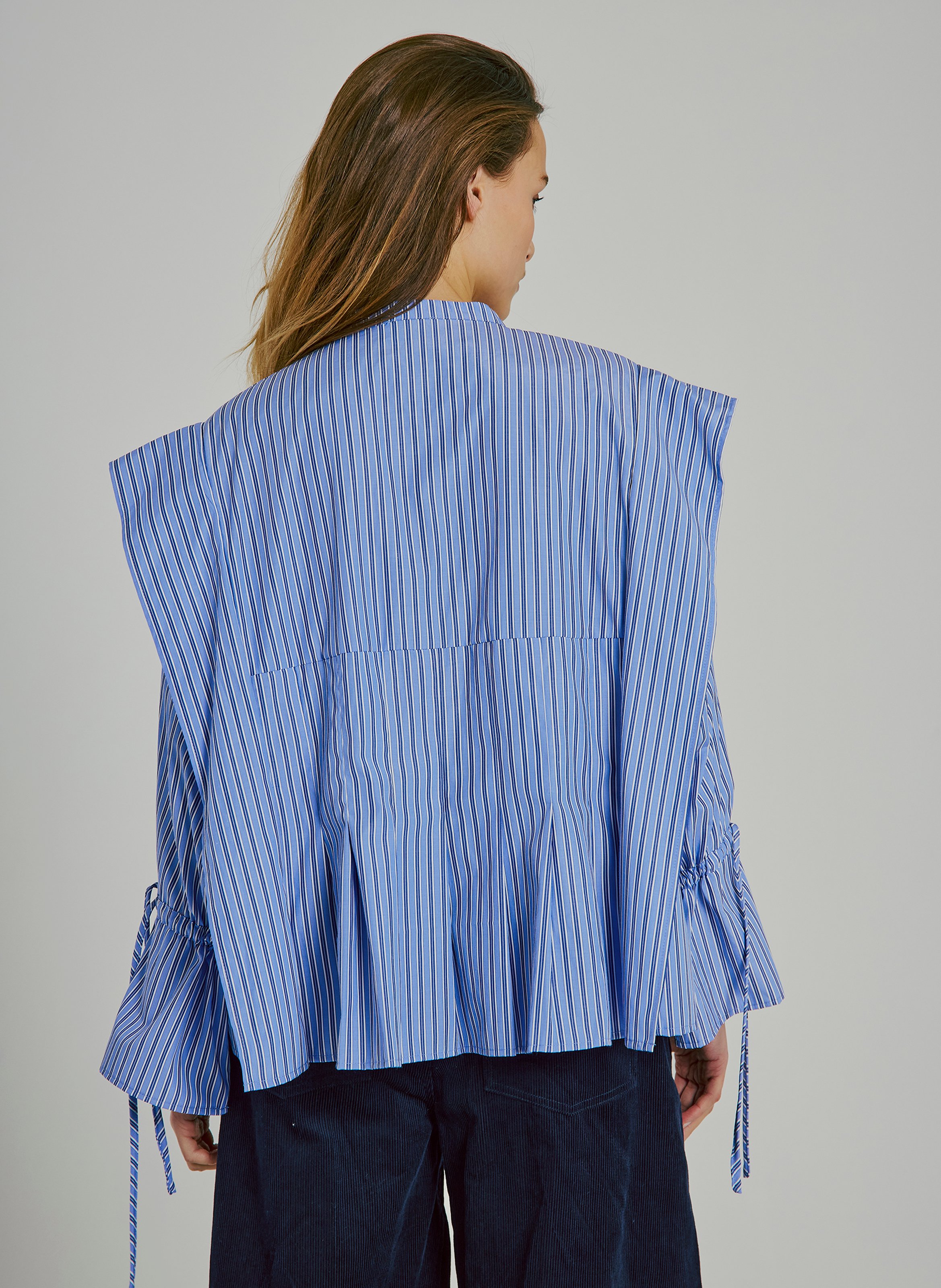 Striped mandarin collar blouse NORR Blue