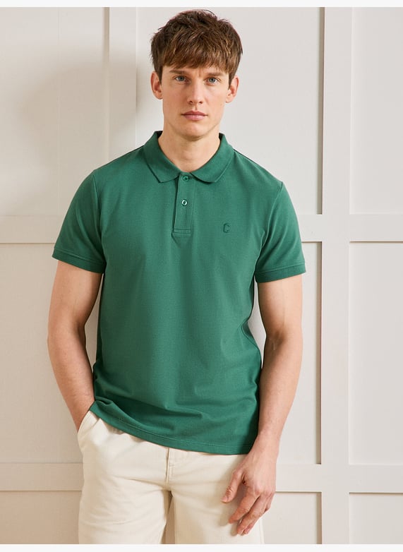 Plain organic cotton piquรฉ polo Green Cyrillus Men Place des
