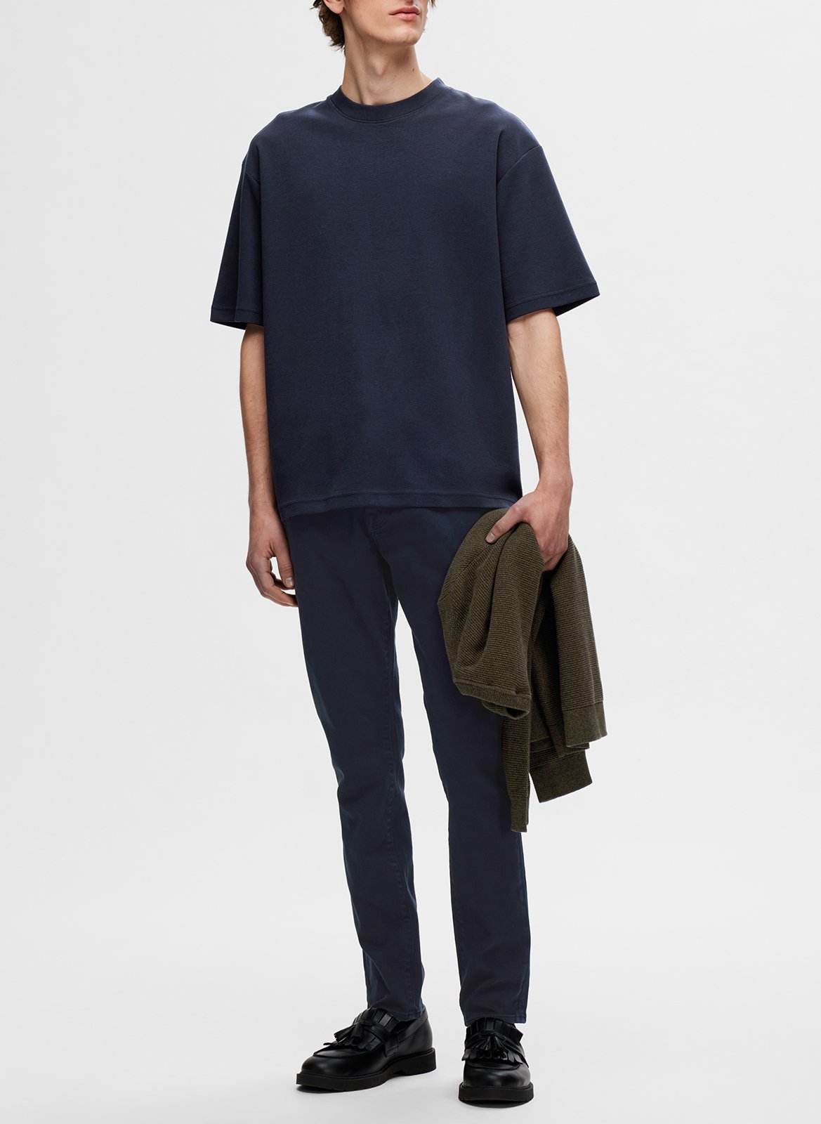 Tee-shirt oversize en coton bio mélangé SELECTED Bleu