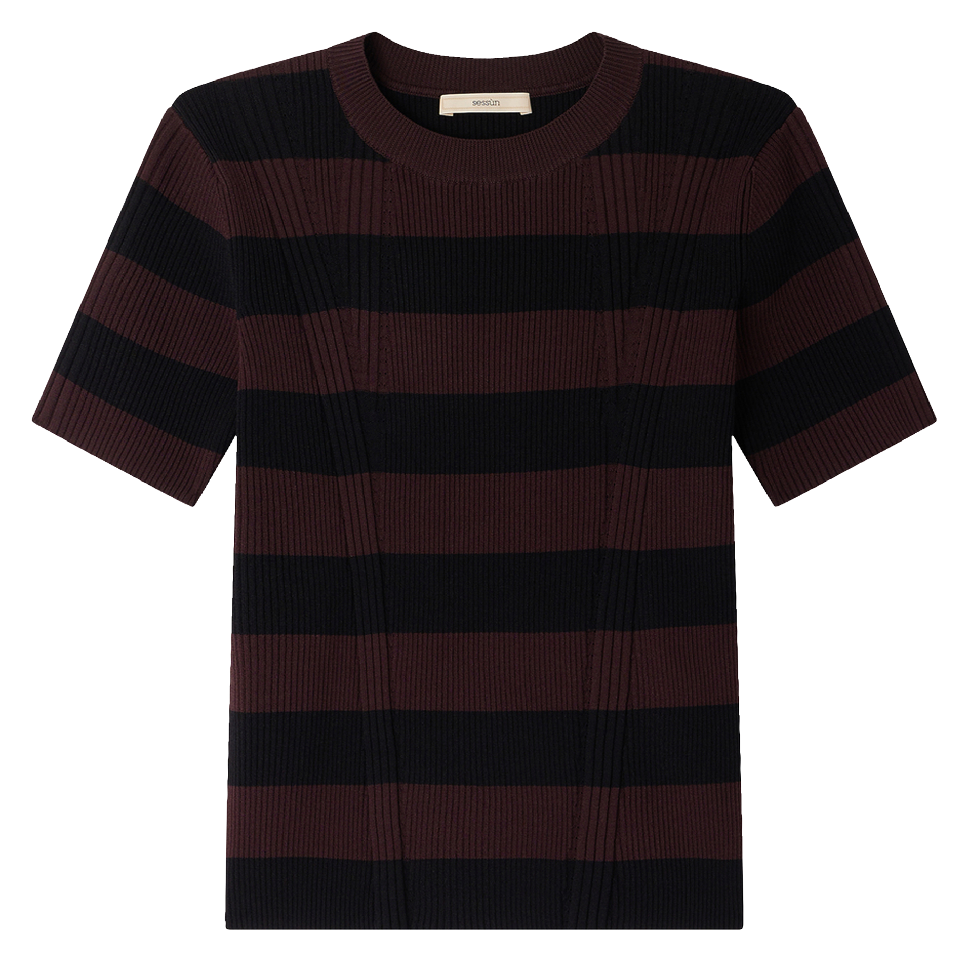 Tee-shirt ajusté en maille rayée SESSUN Noir