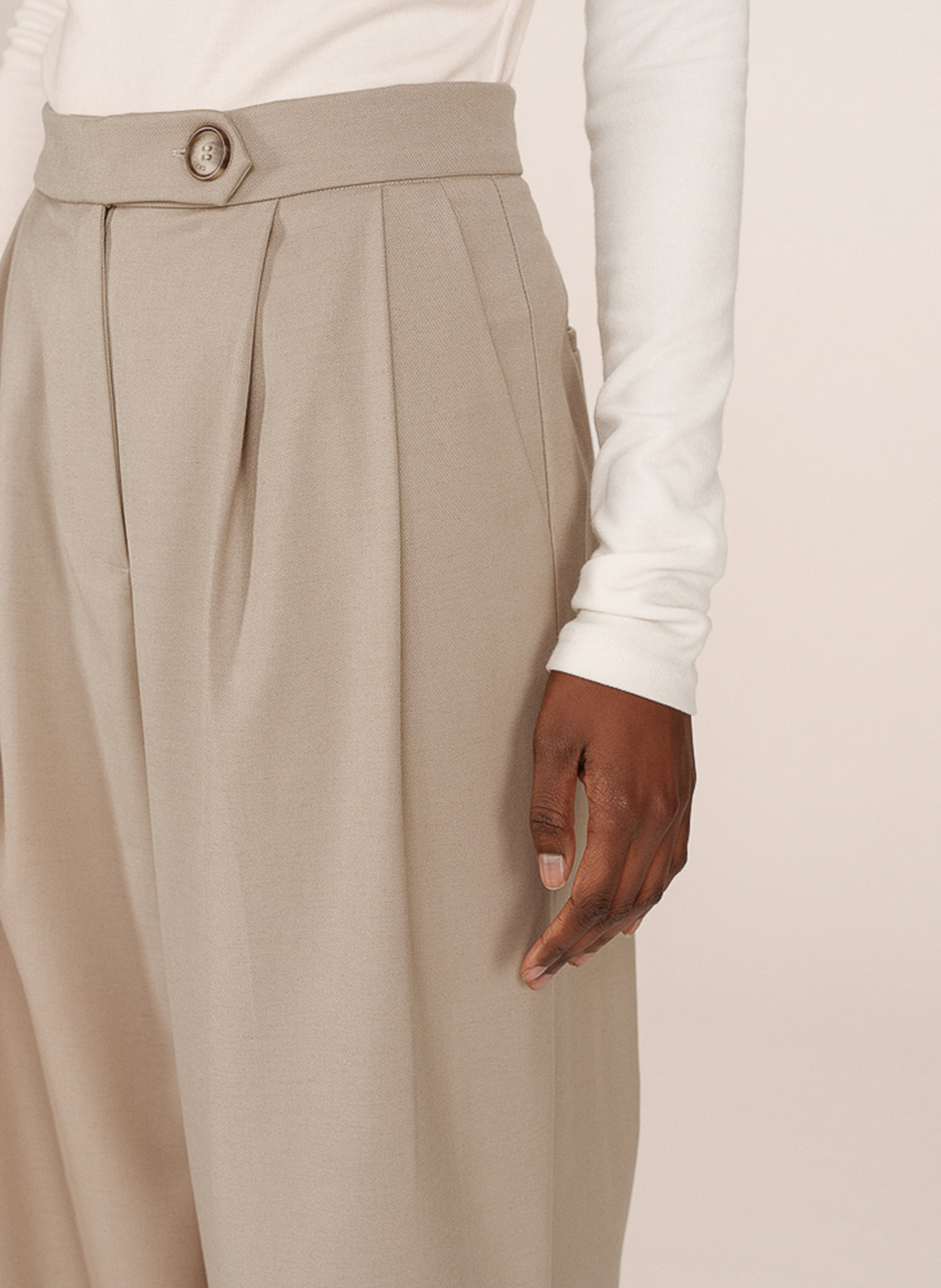 Wijde pantalon met plooien GRACE ET MILA Beige