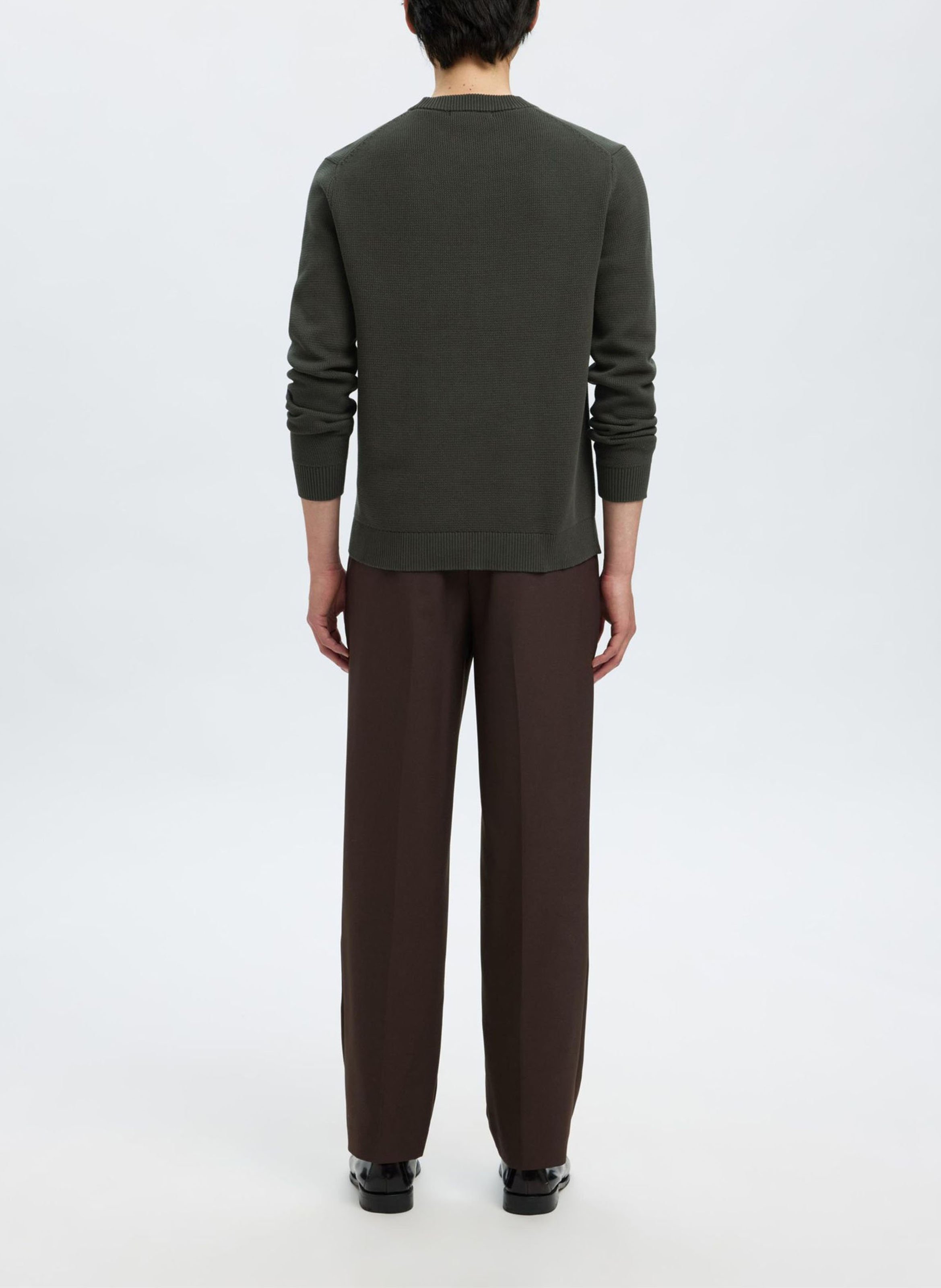 Straight-fit trui van biologisch katoen met ronde hals SELECTED Groen