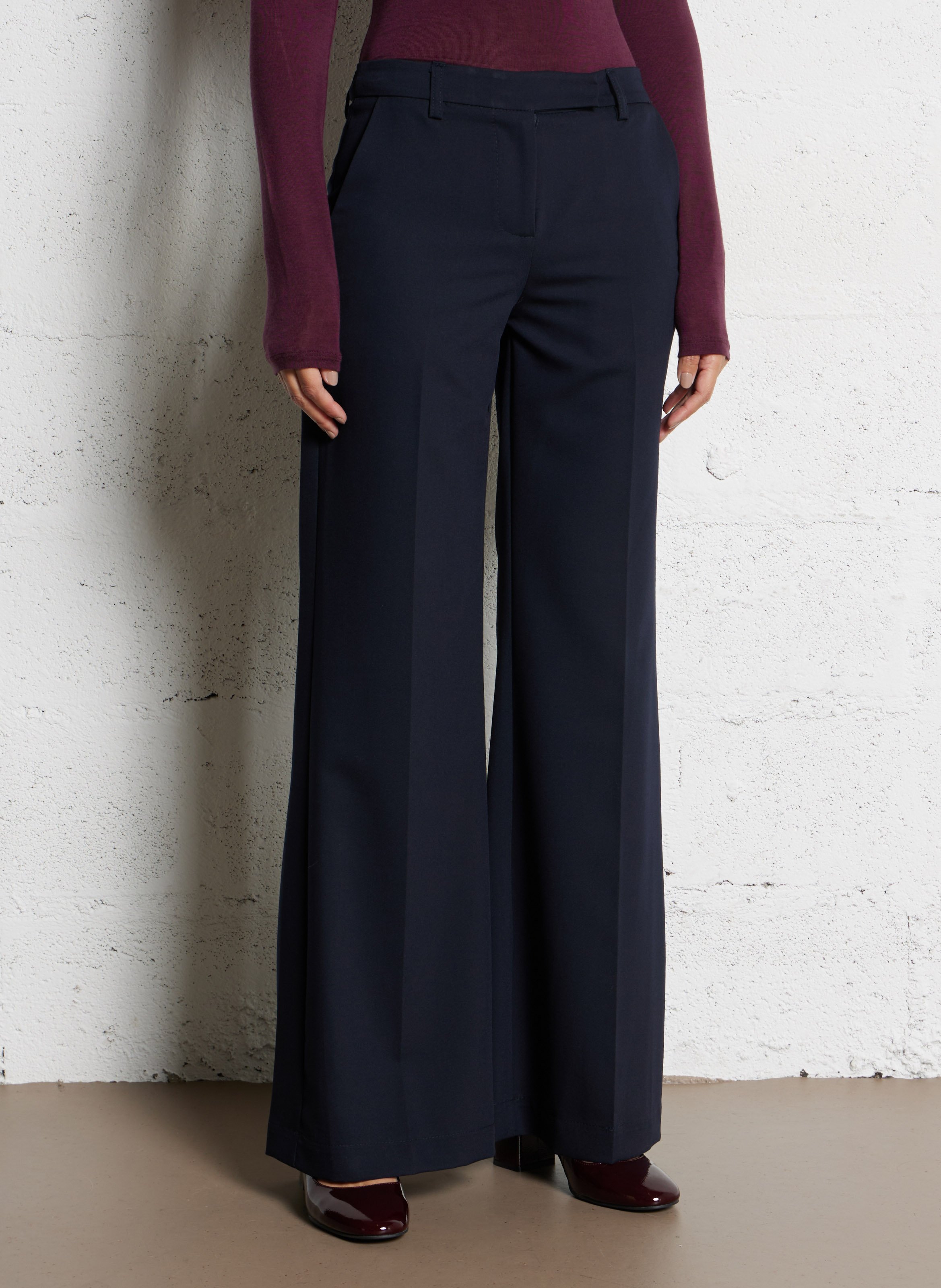 Pantalon taille haute droit uni IMPERIAL Bleu
