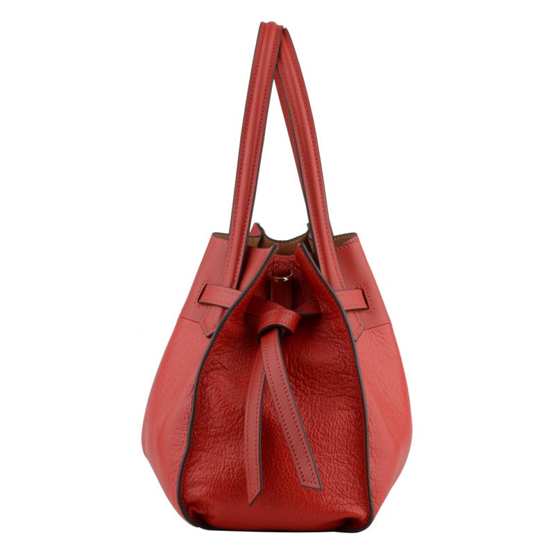 Handbag - cowhide leather POURCHET Red