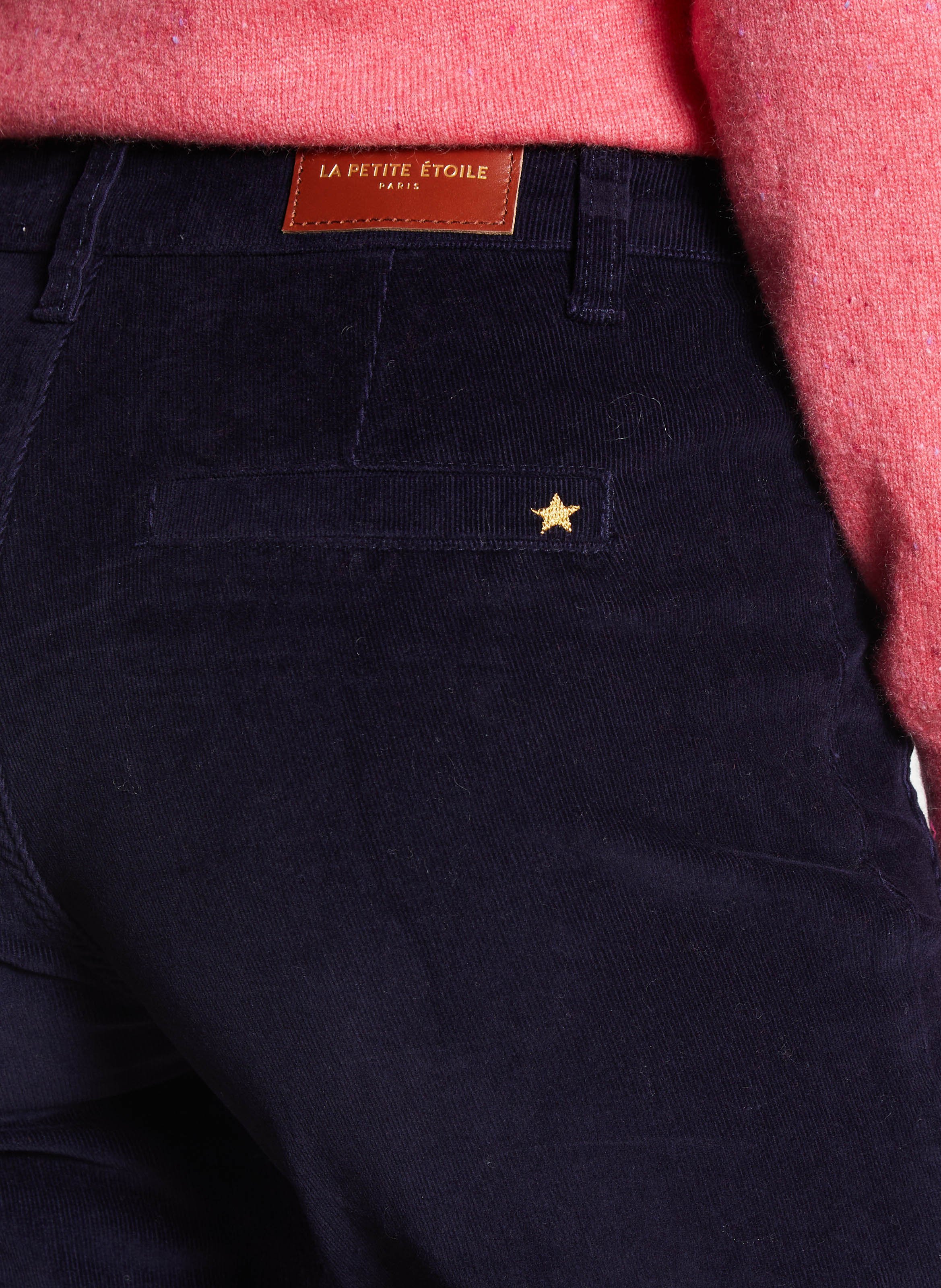 Pantalon droit velours uni LA PETITE ETOILE Bleu