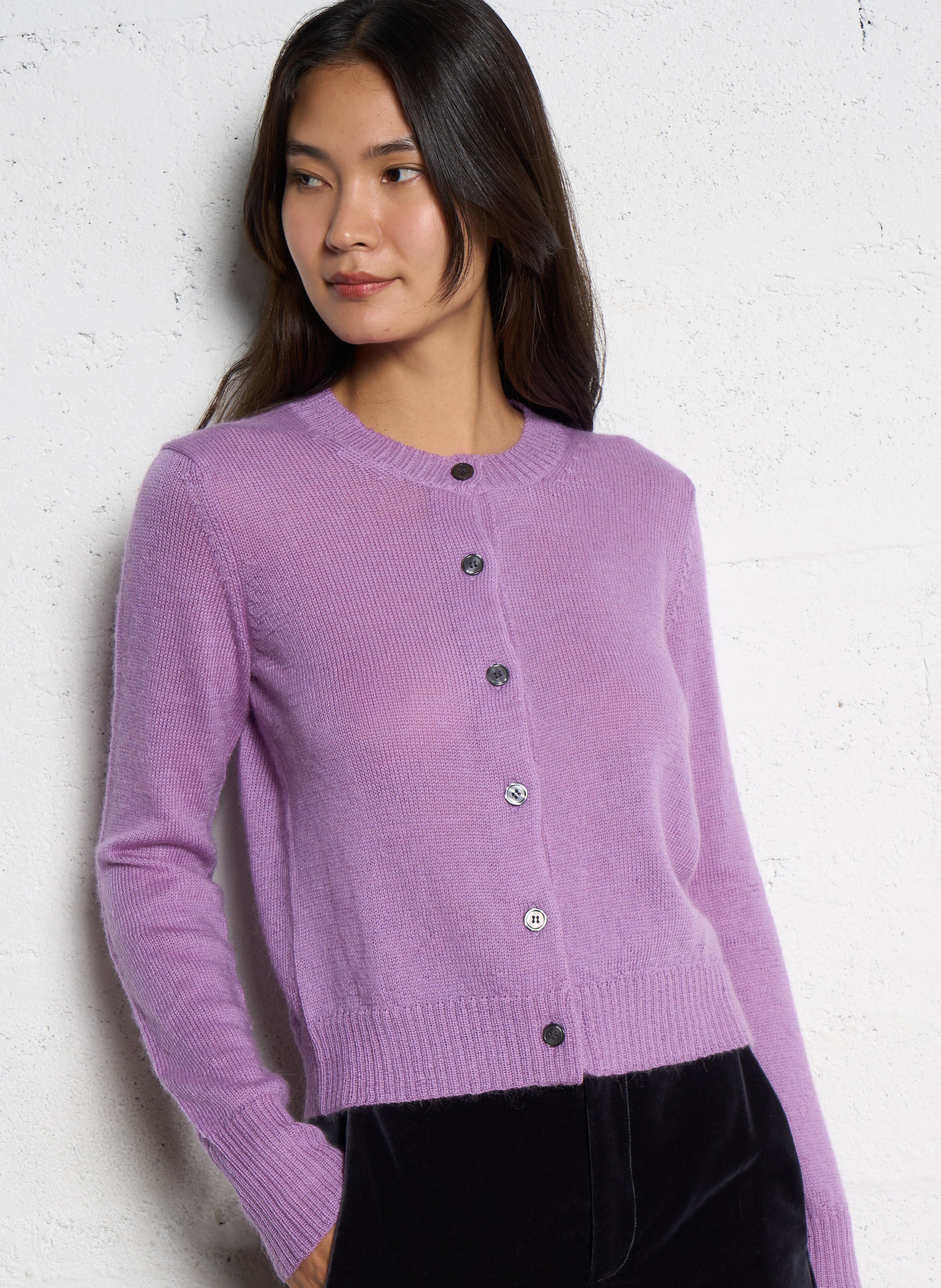Straight round-neck vest in merino wool and alpaca SOEUR Purple