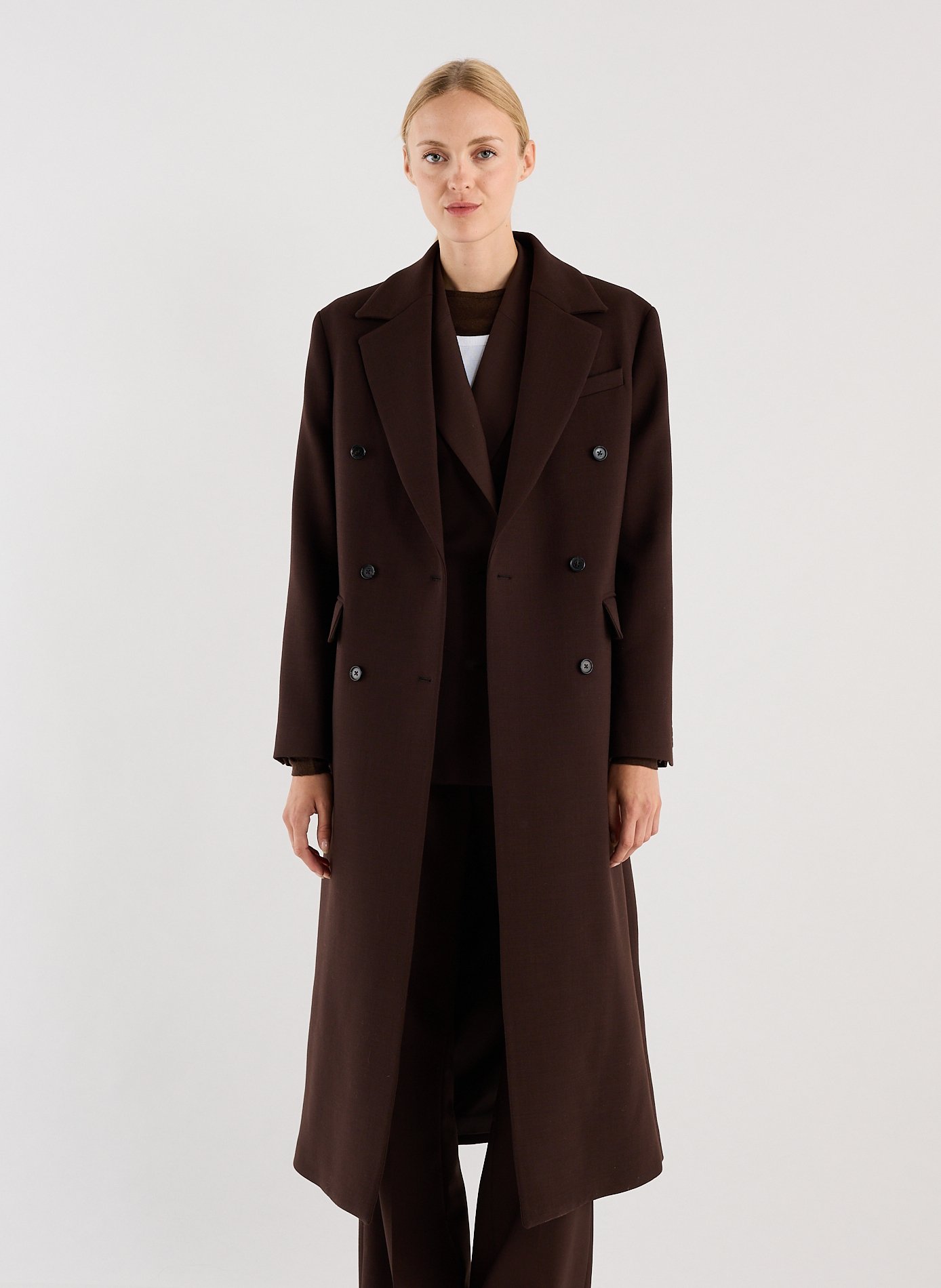 Langer, übergroßer strukturierter Mantel uni SAISON 1865 Braun