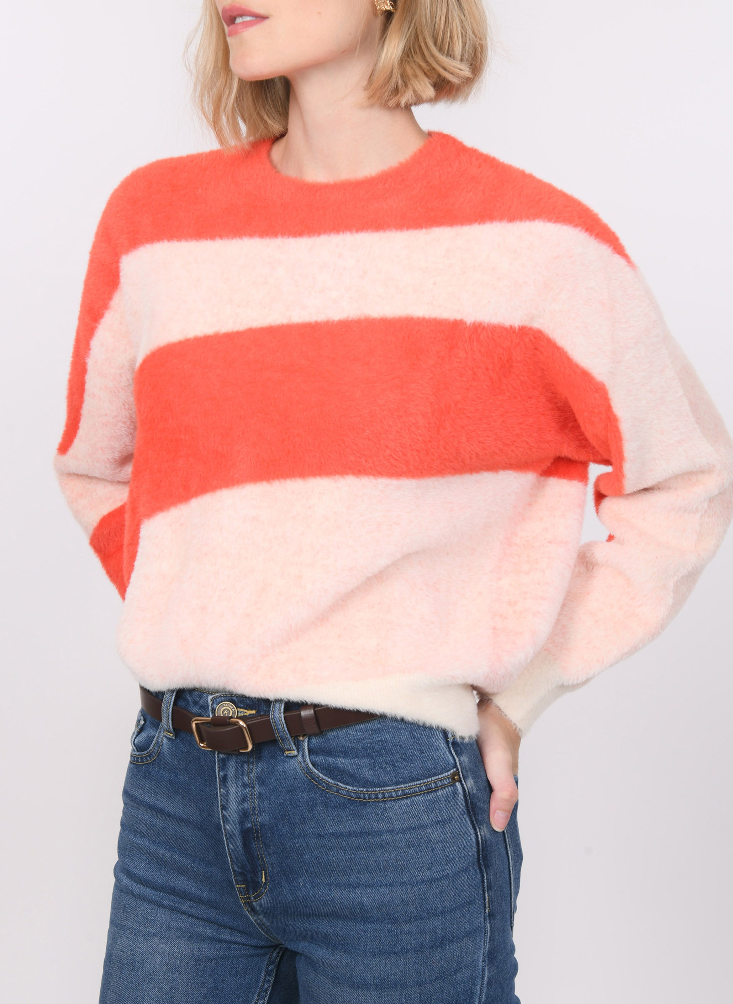 Rundhalsausschnitt-Flauschpullover KOOKAI Orange