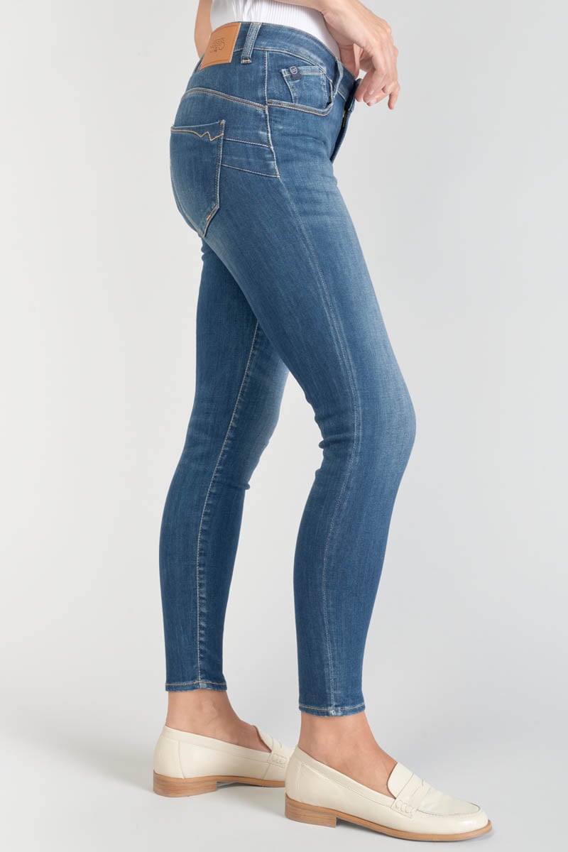High-waisted push-up slim jeans, 7/8 length LE TEMPS DES CERISES Blue
