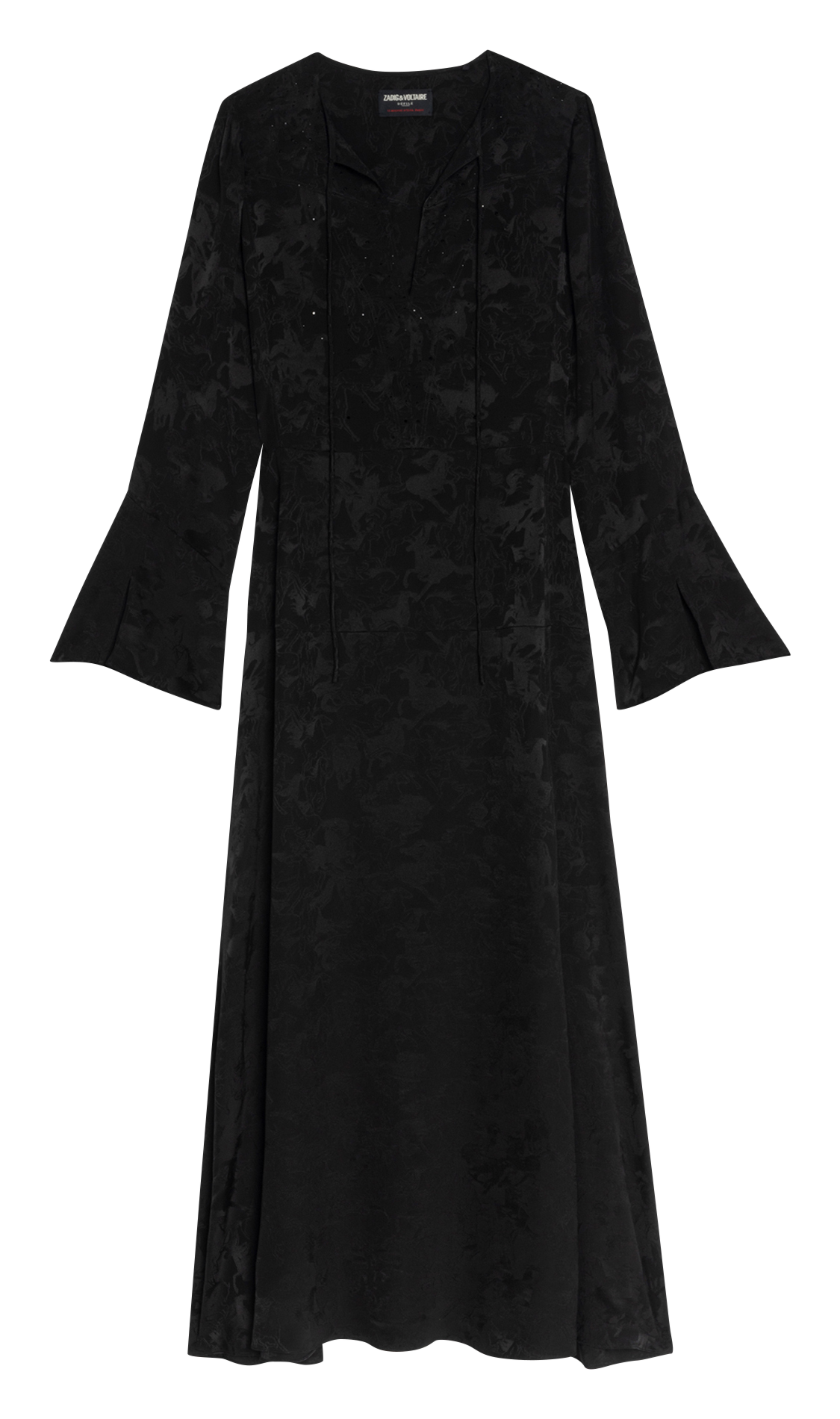 Robe longue évasée col V en soie ZADIG&VOLTAIRE Noir