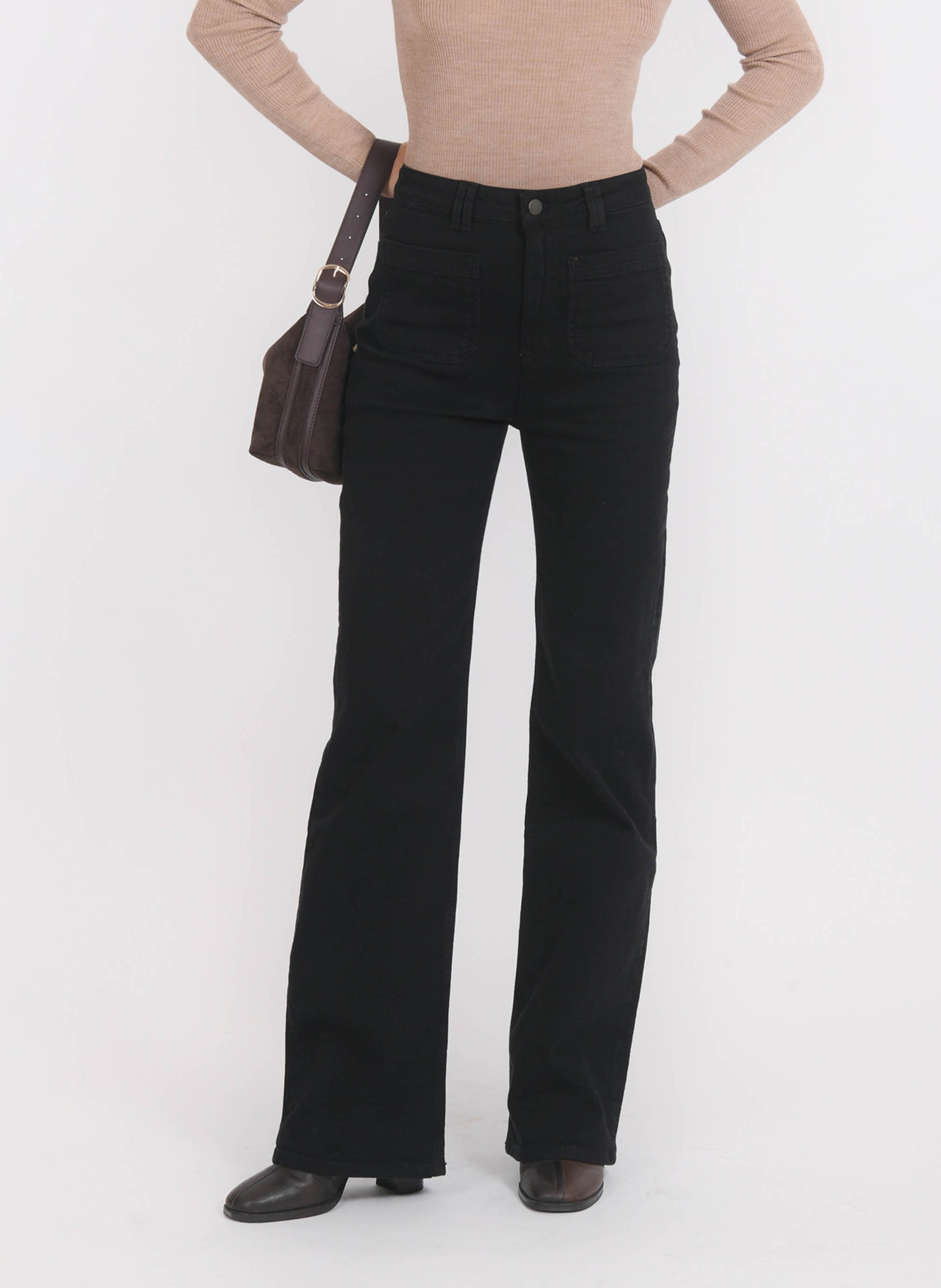Pantalon flare uni taille haute KOOKAI