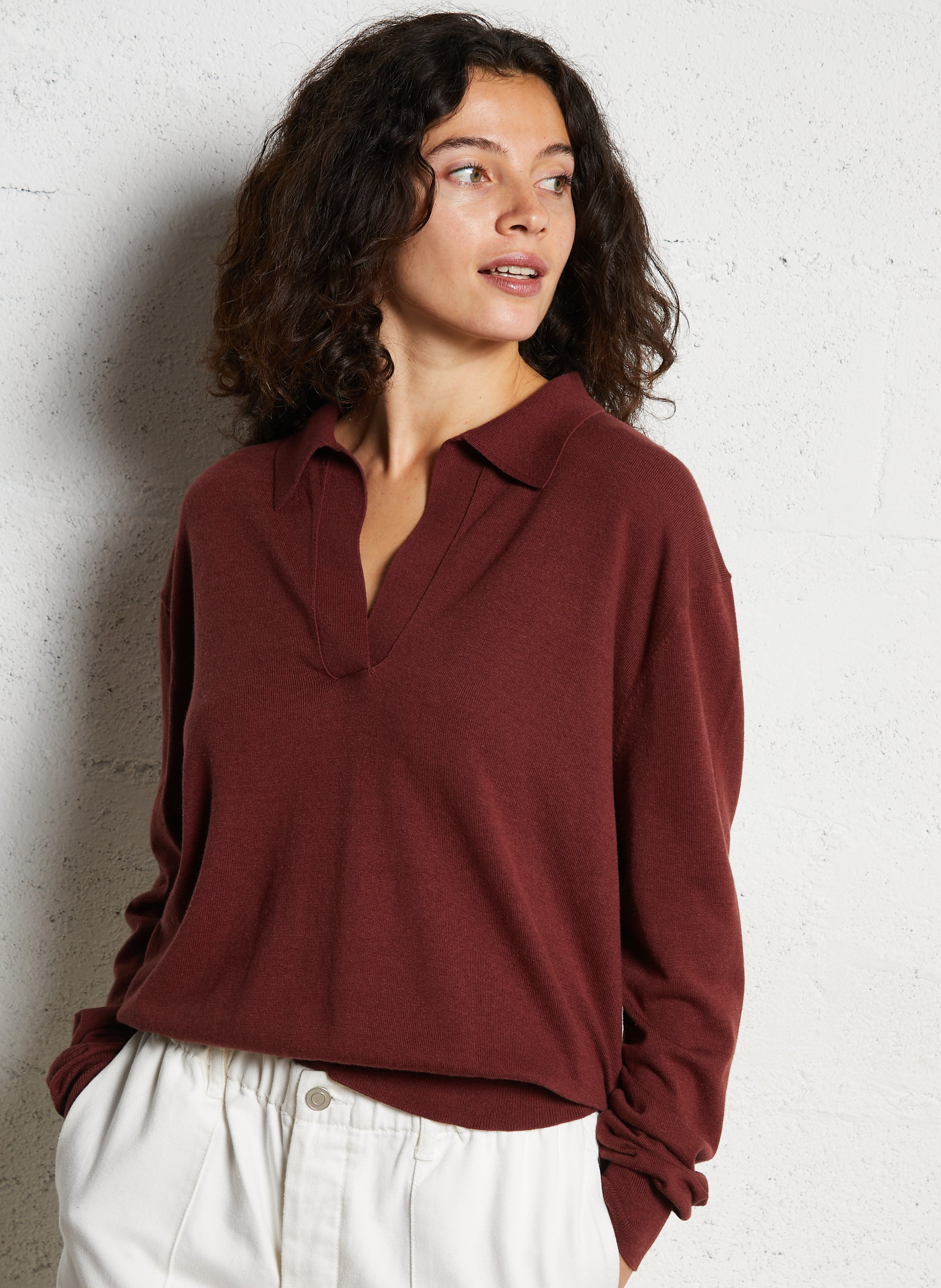 Rechte trui | katoenblend JC SOPHIE Bruin