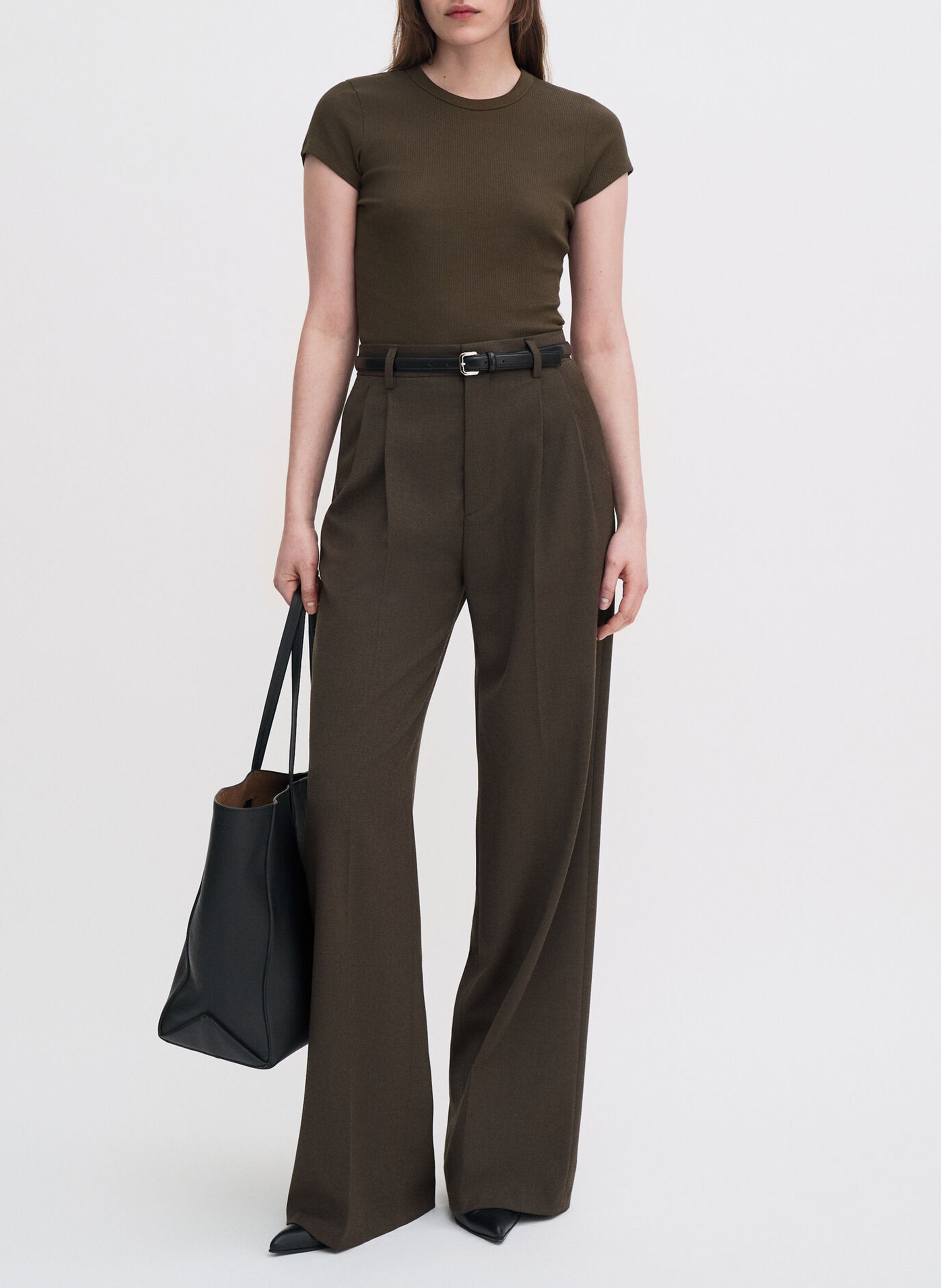 T-shirt moulant en coton bio mélangé FILIPPA K Marron