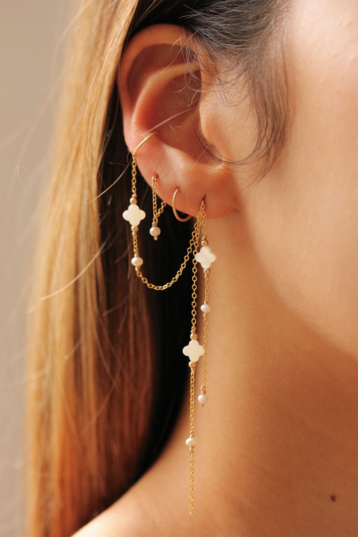 Star ear cuff - mother of pearl YAY Golden