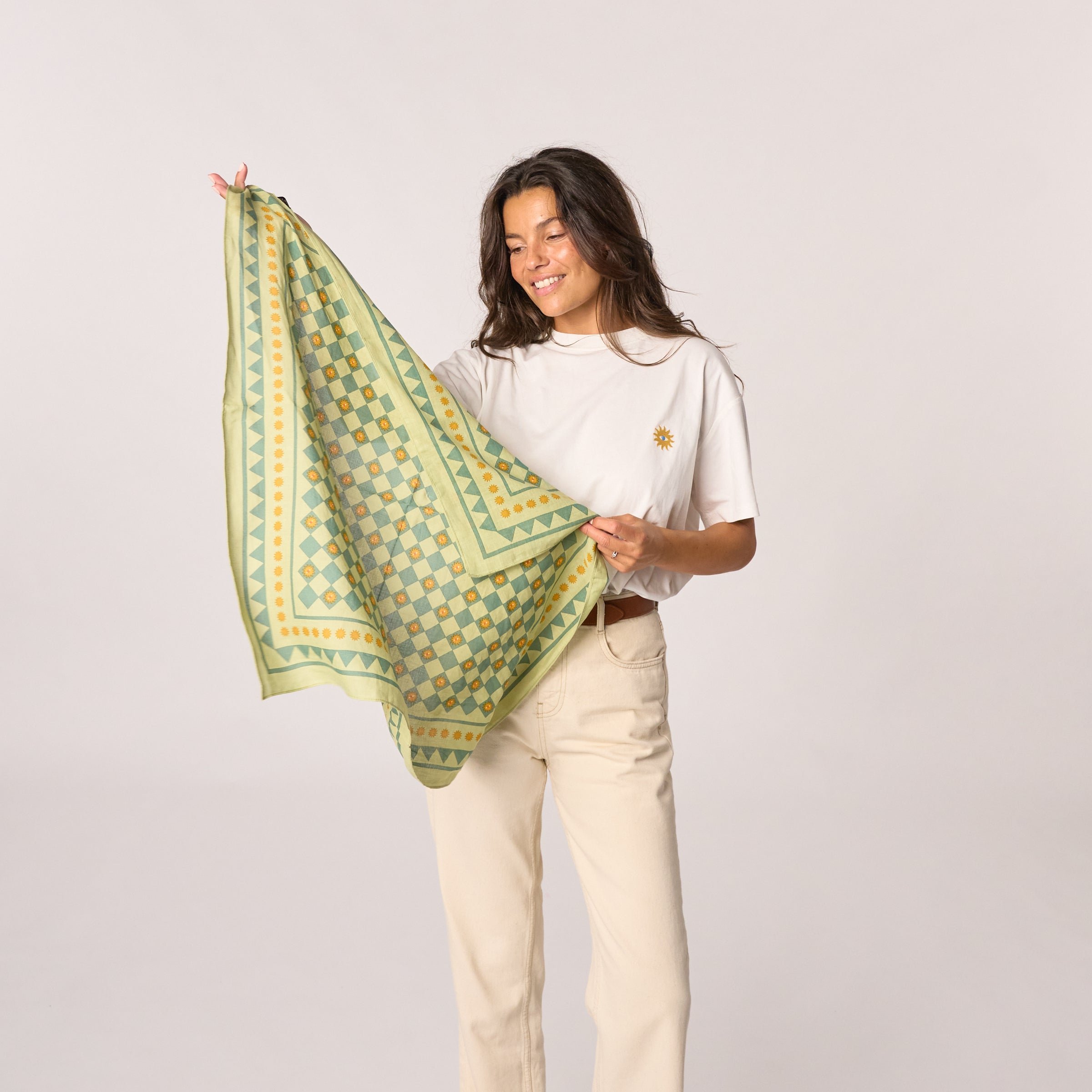 Small organic cotton Romanesque scarf BILLYBELT Green