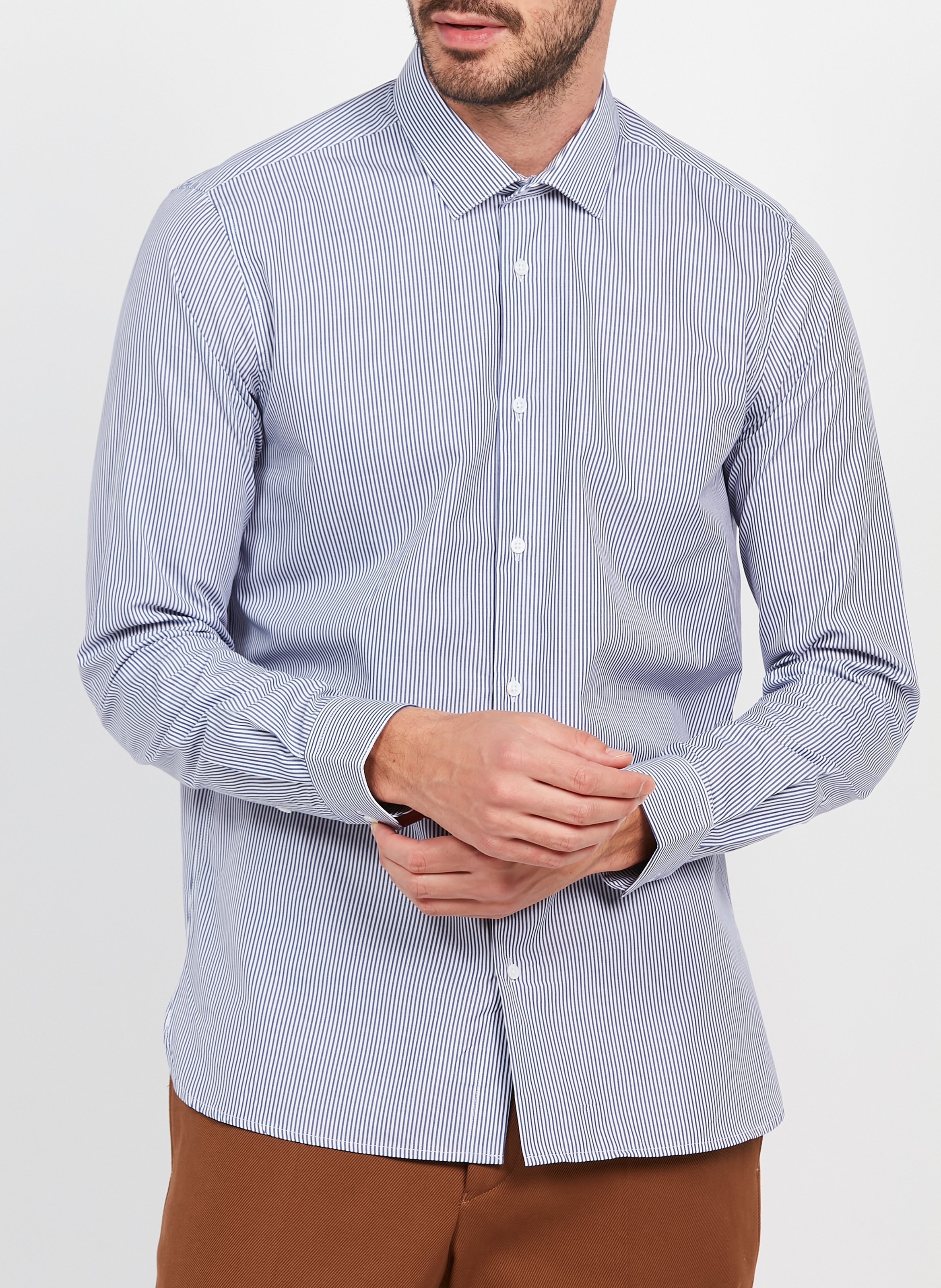 Slim-fit striped cotton shirt with classic collar ATELIER PRIVE Blue