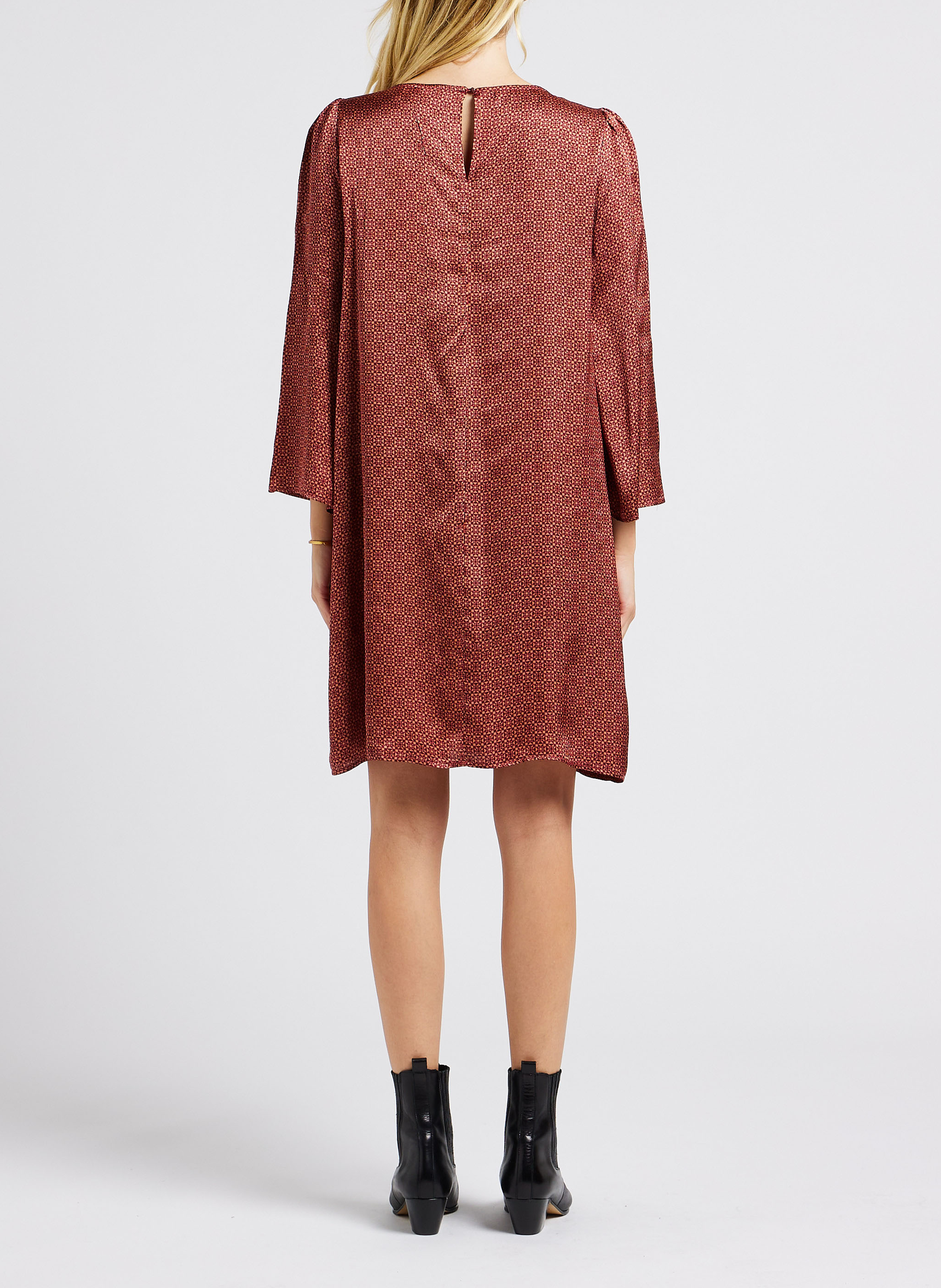 Robe col rond imprimée GRACE ET MILA Marron