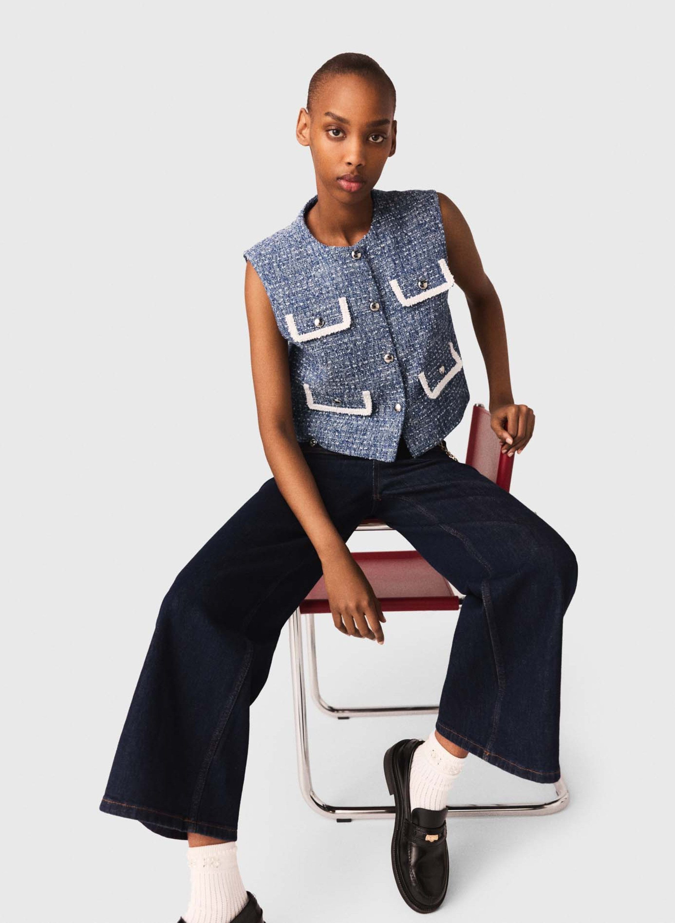 Recht vest | katoenblend MAJE Blauw