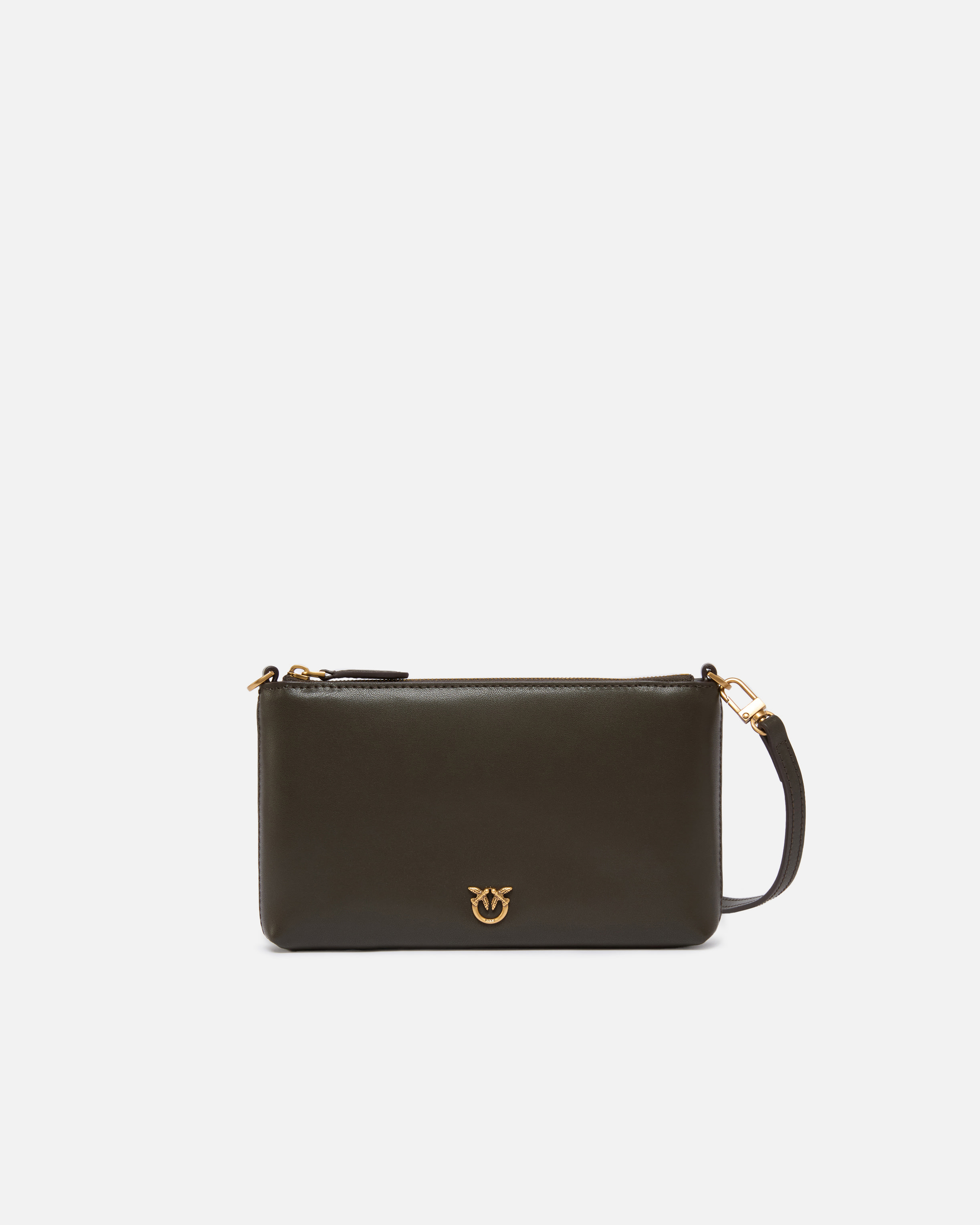 Pochette plate en cuir avec logo love birds PINKO Vert