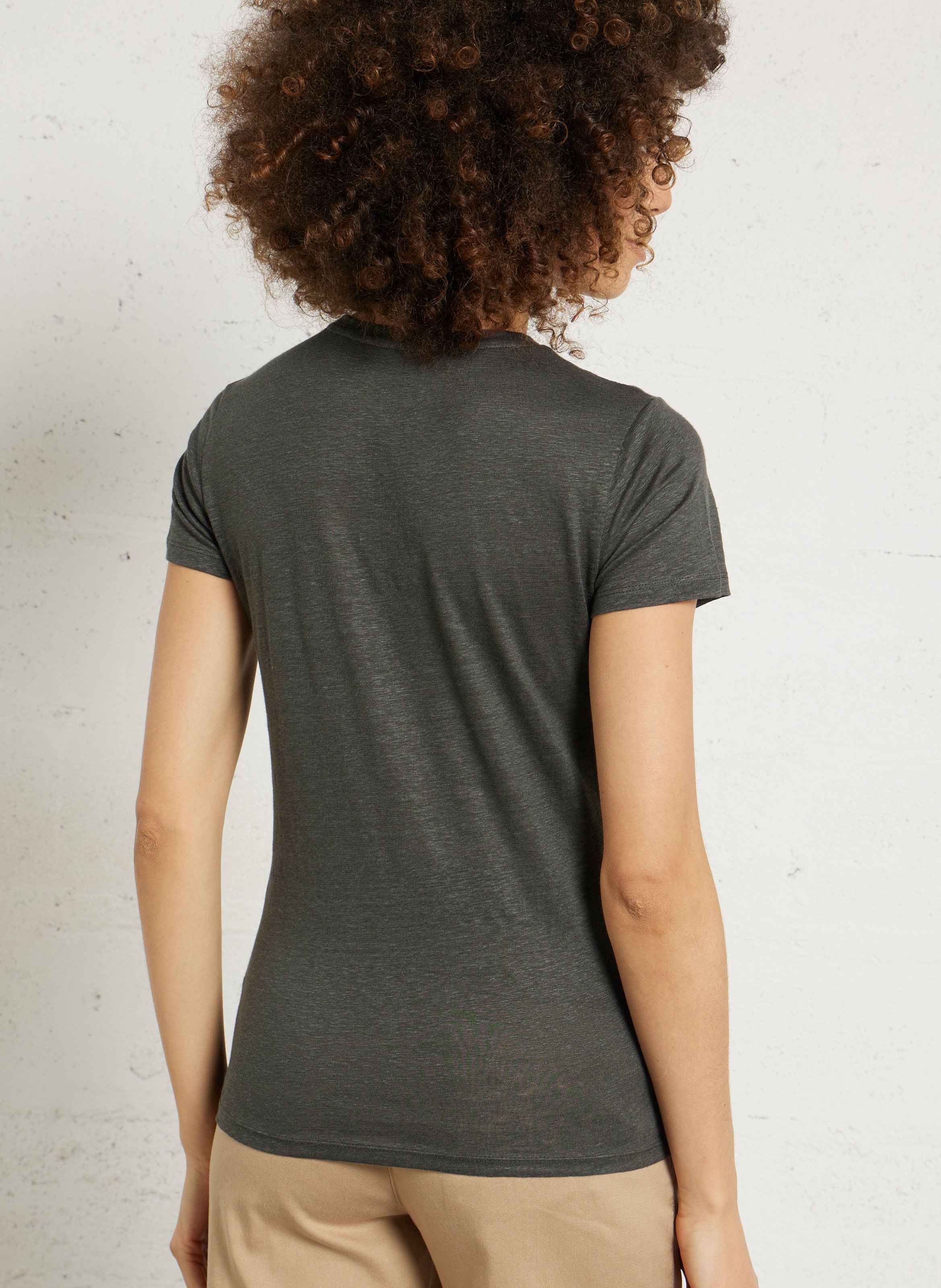 Round-neck linen-blend T-shirt MAJESTIC FILATURES Grey
