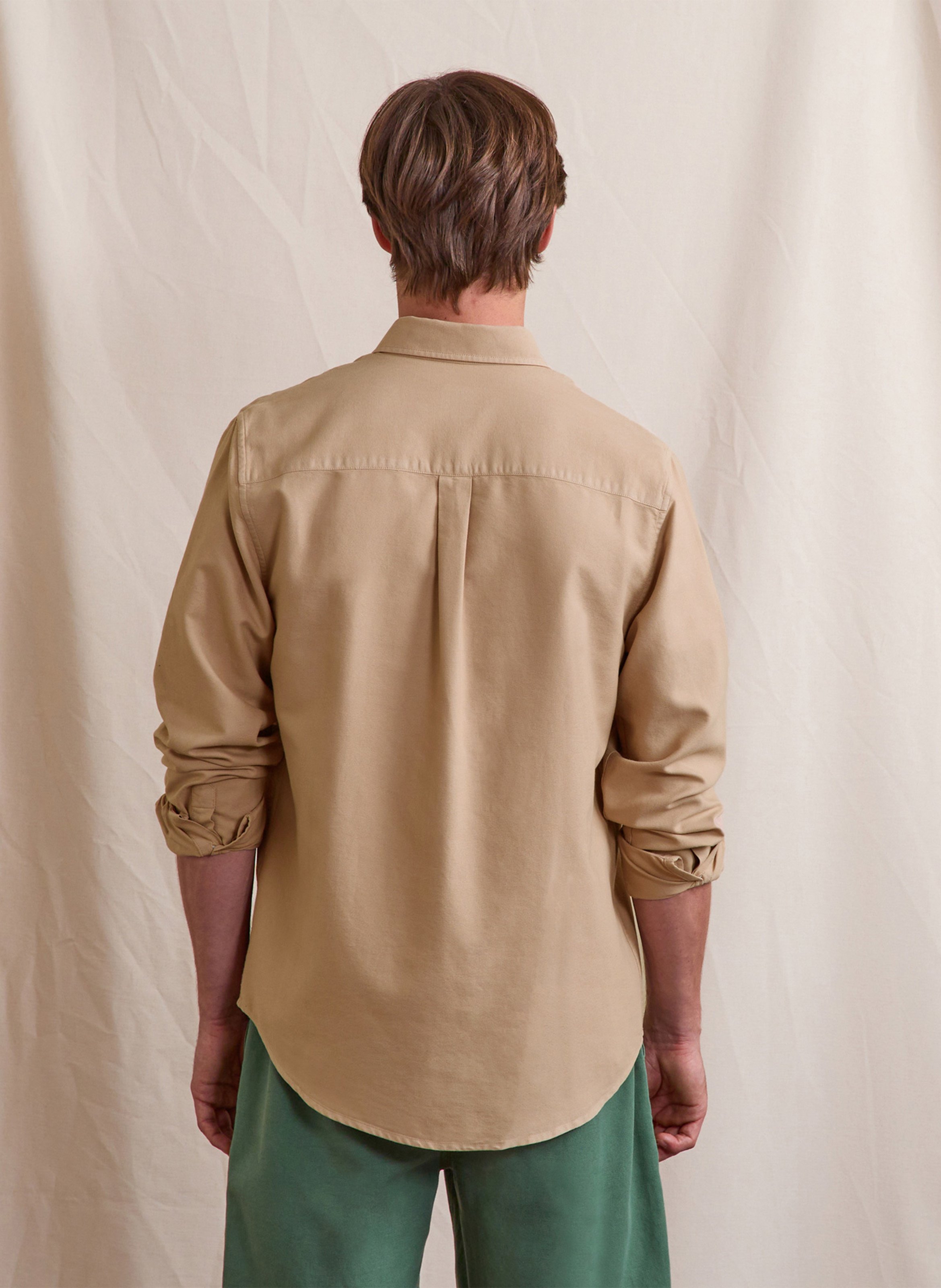 Chemise droite col classique en coton FAGUO Beige