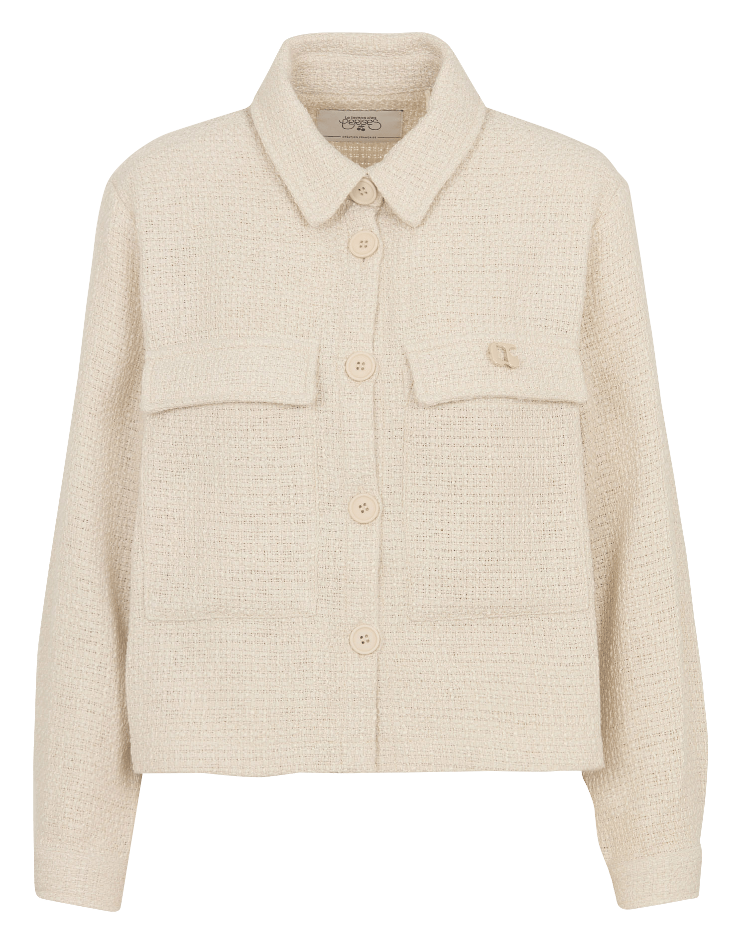 Kurze, gerade geschnittene Jacke mit klassischem Kragen LE TEMPS DES CERISES Beige