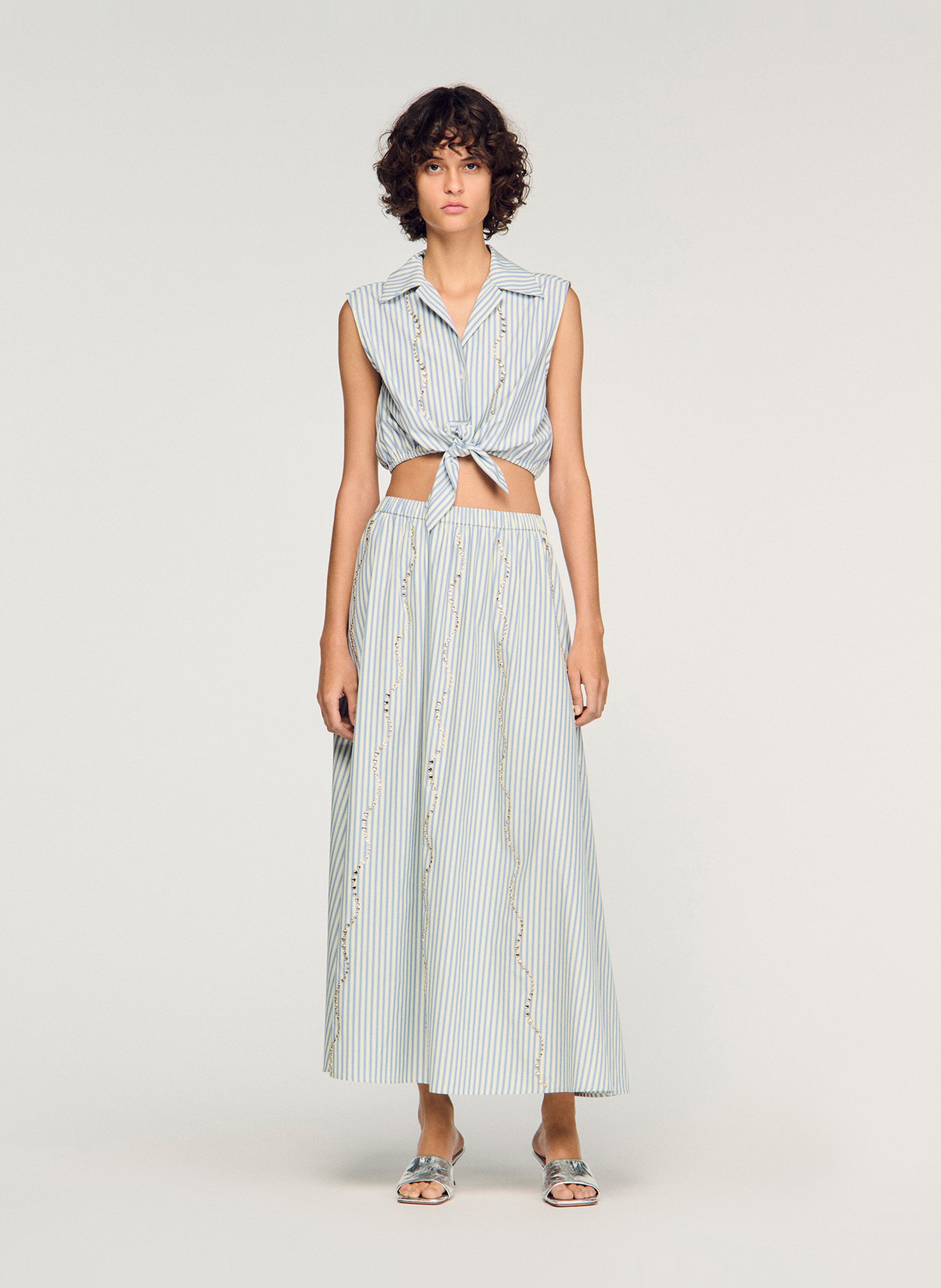 Rechte blouse met klassieke streepkraag SANDRO Blauw