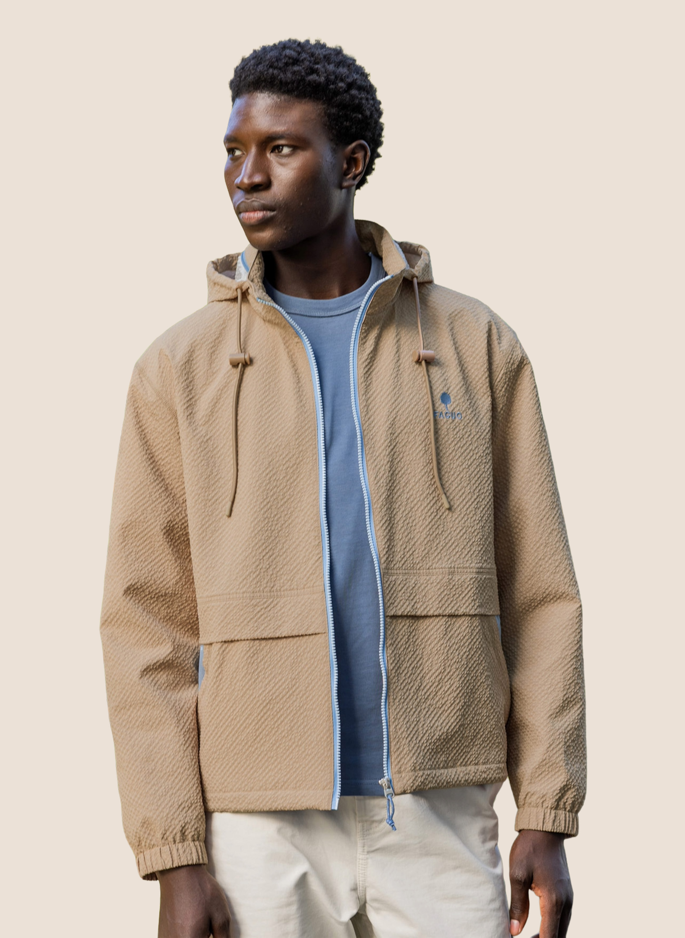 Straight-fit jasje met opstaande kraag FAGUO Beige