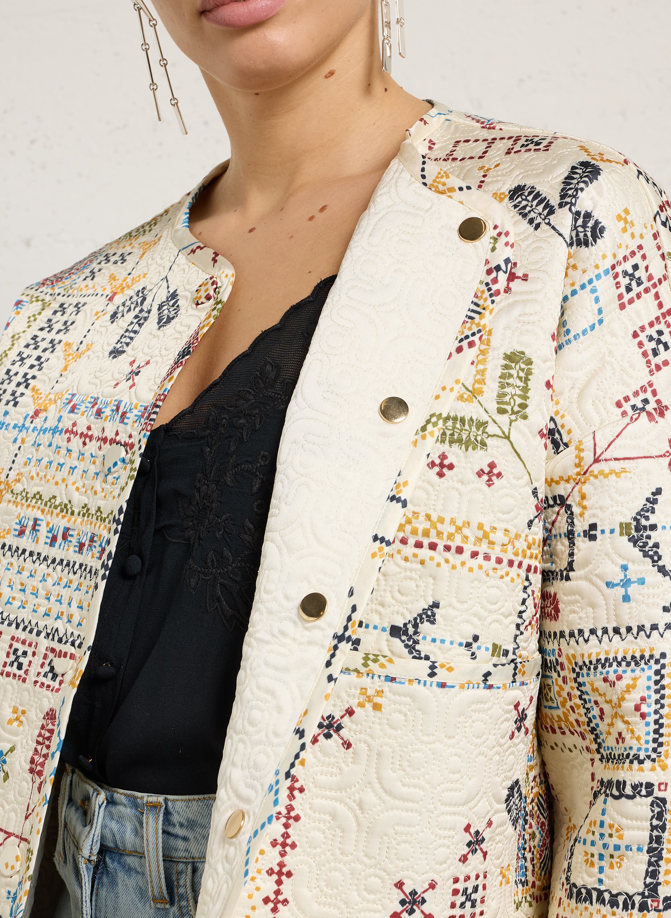 Veste droite col rond imprimé MOMONI Multicolore