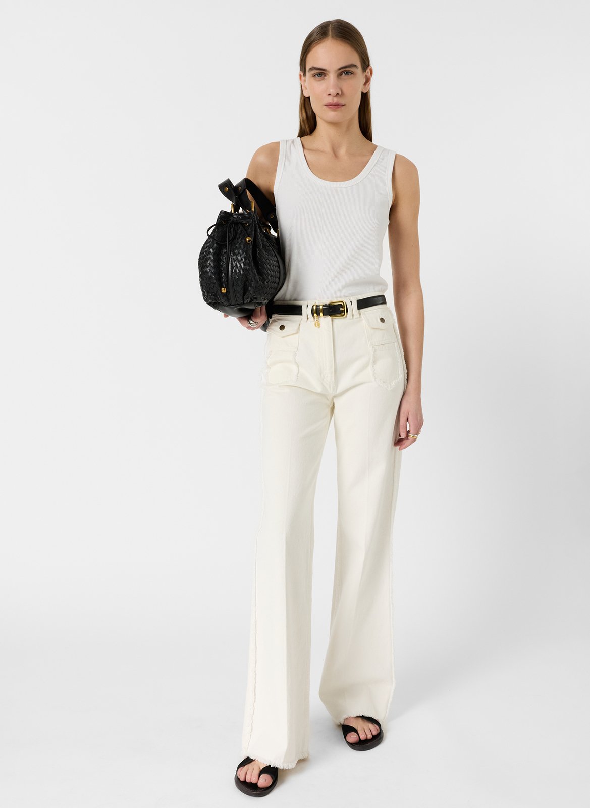 High-rise cotton bootcut jeans GERARD DAREL Beige