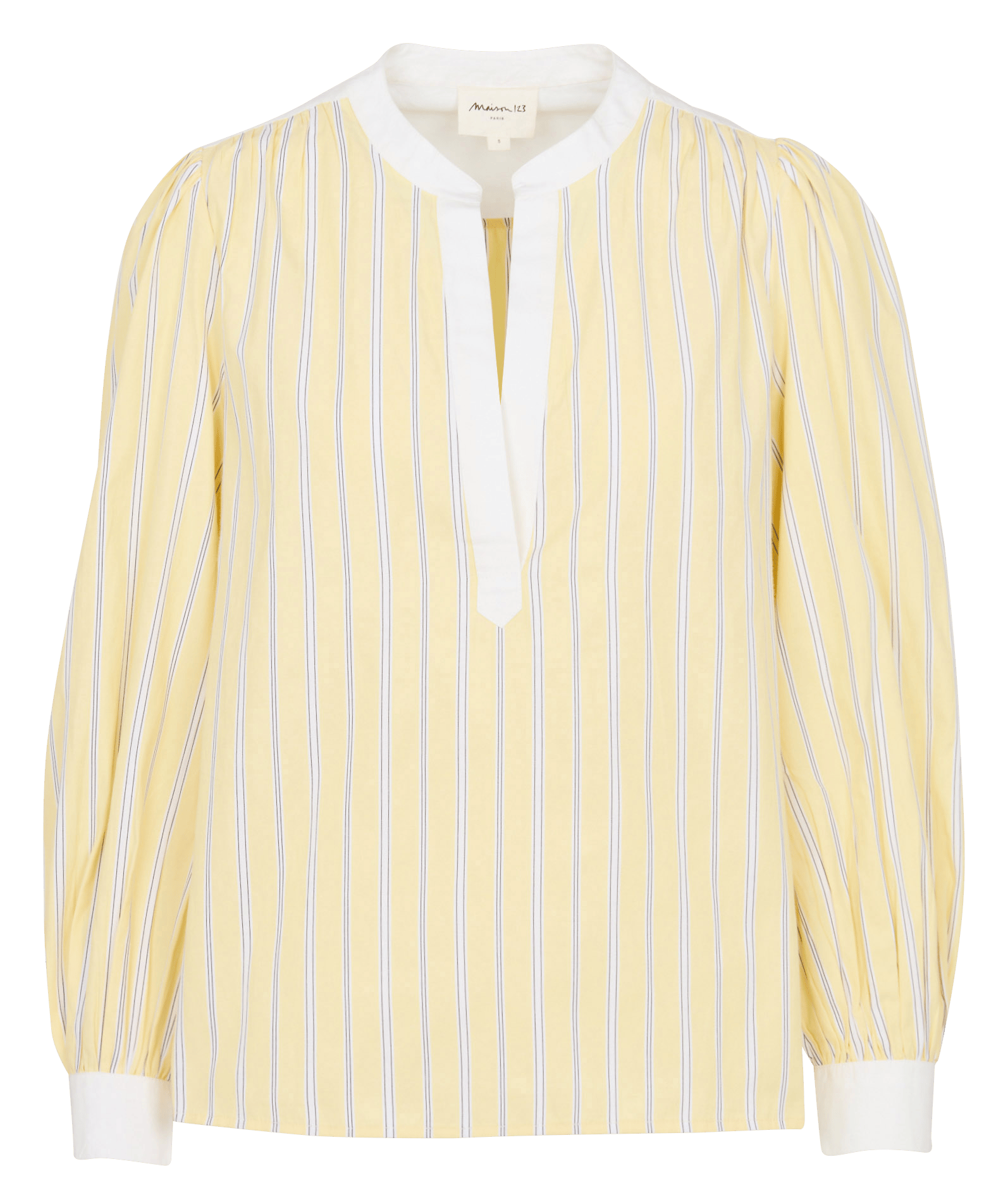 Gestreepte blouse met tuniekkraag MAISON 123 Geel