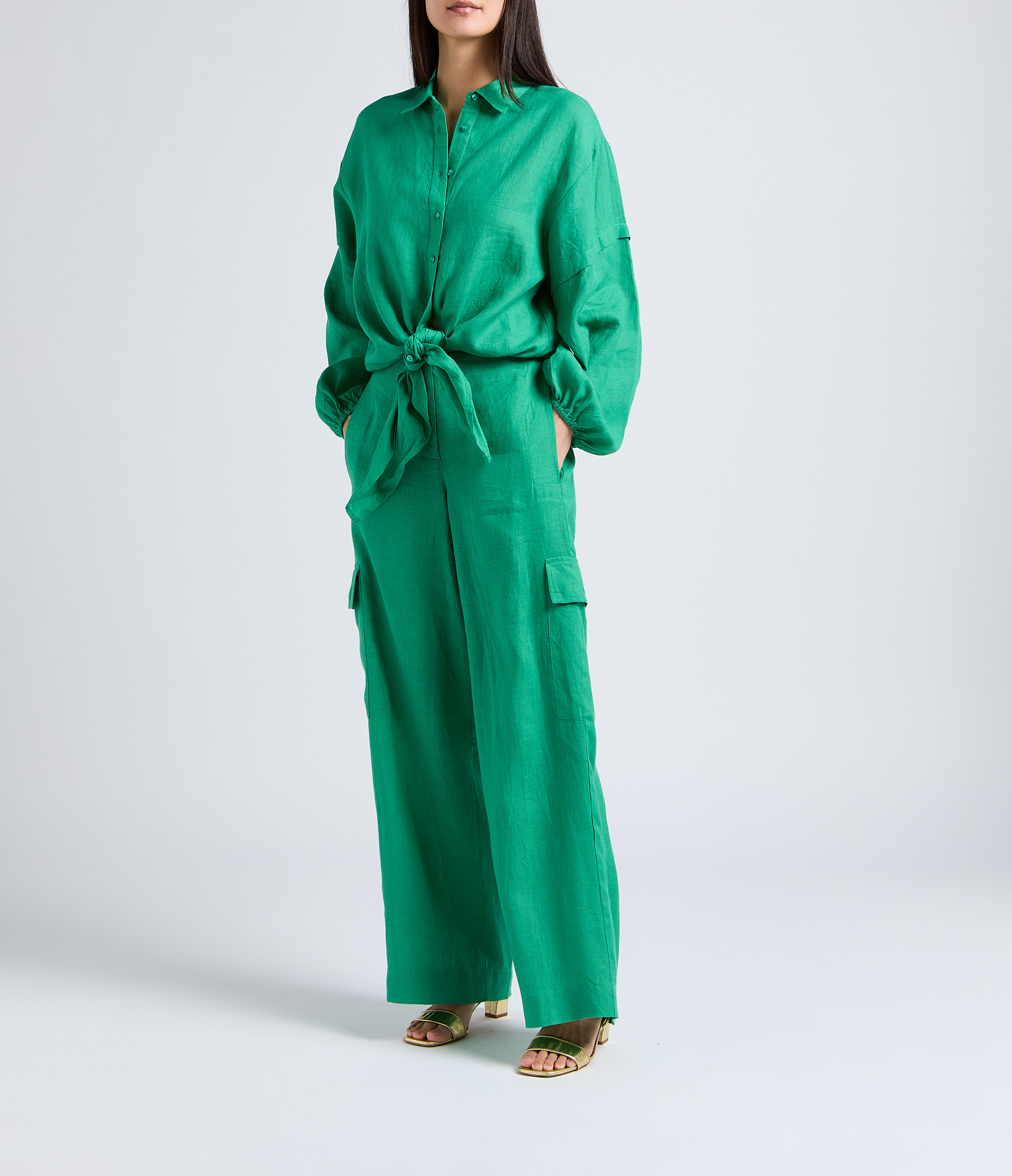 Camisa holgada de lino MES DEMOISELLES Verde