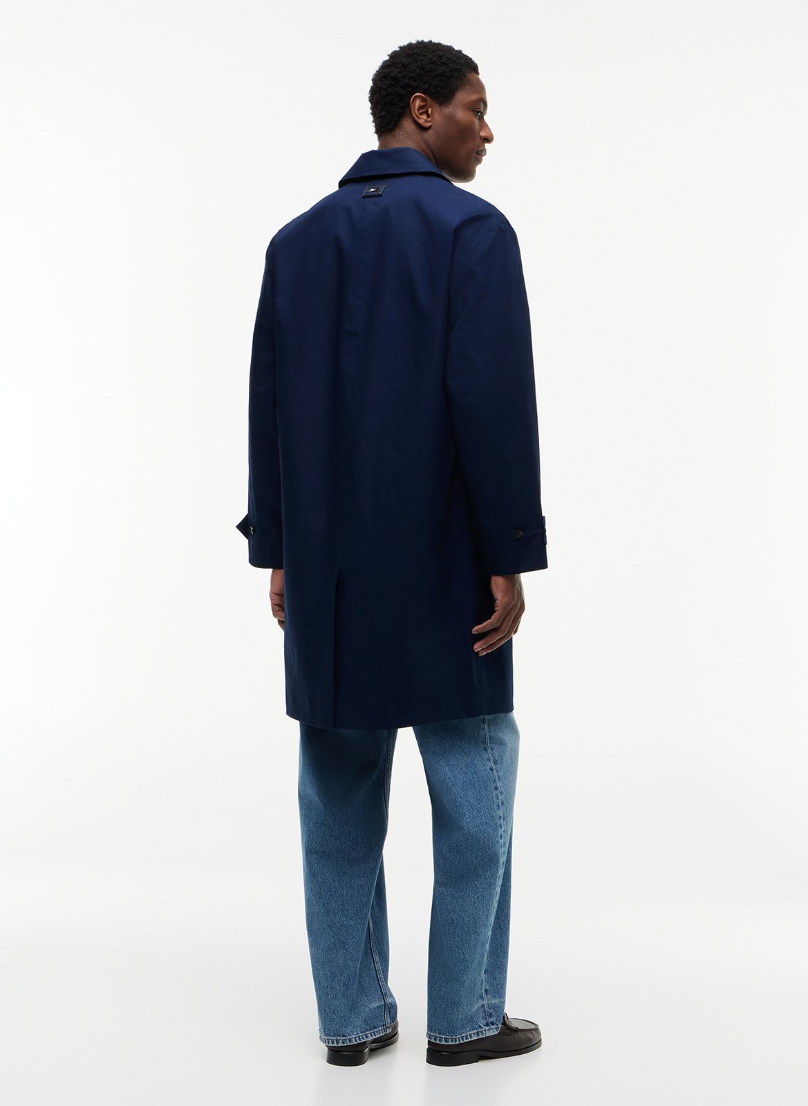 Solid mid-length buttoned coat TOMMY HILFIGER Blue