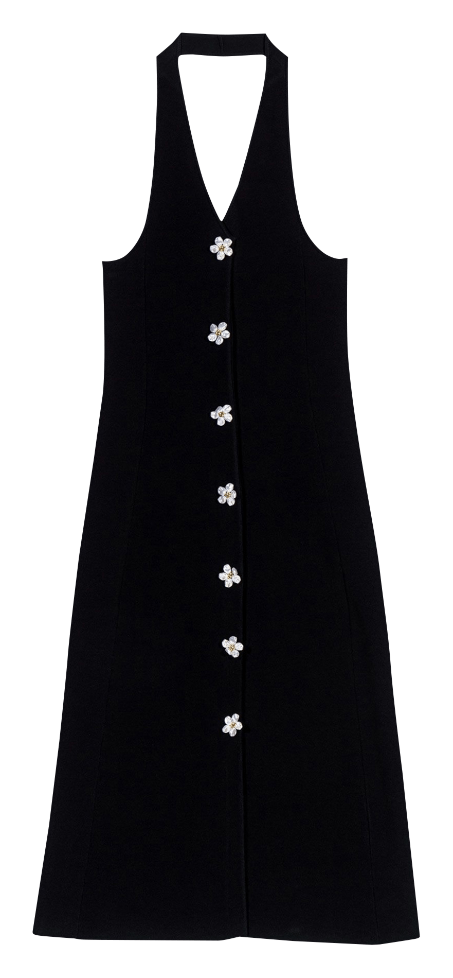 Solid midi dress with flower buttons MAJE Black