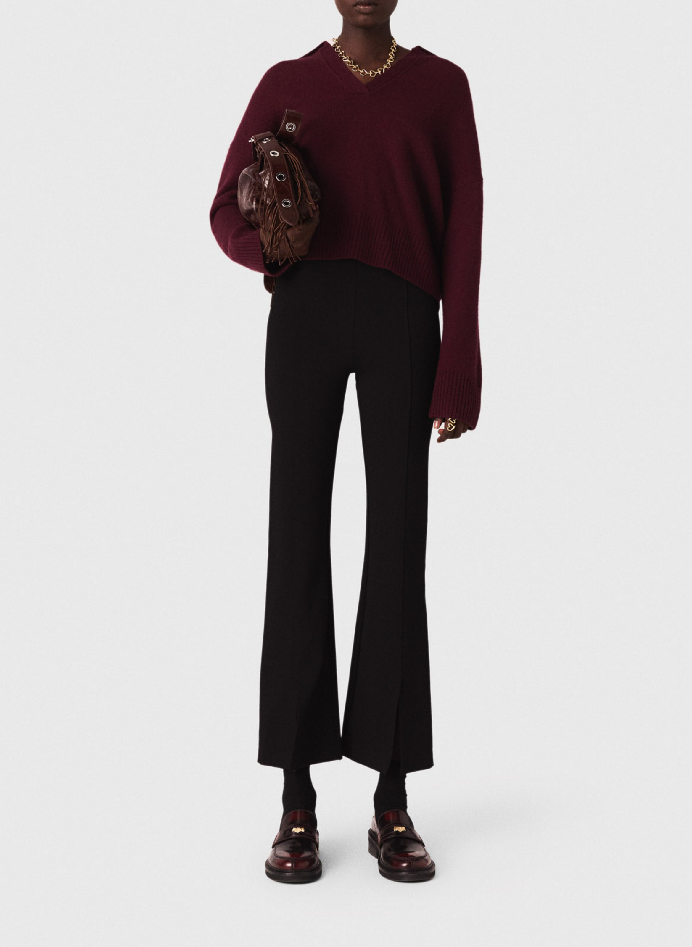 Flared split pants MAJE Black