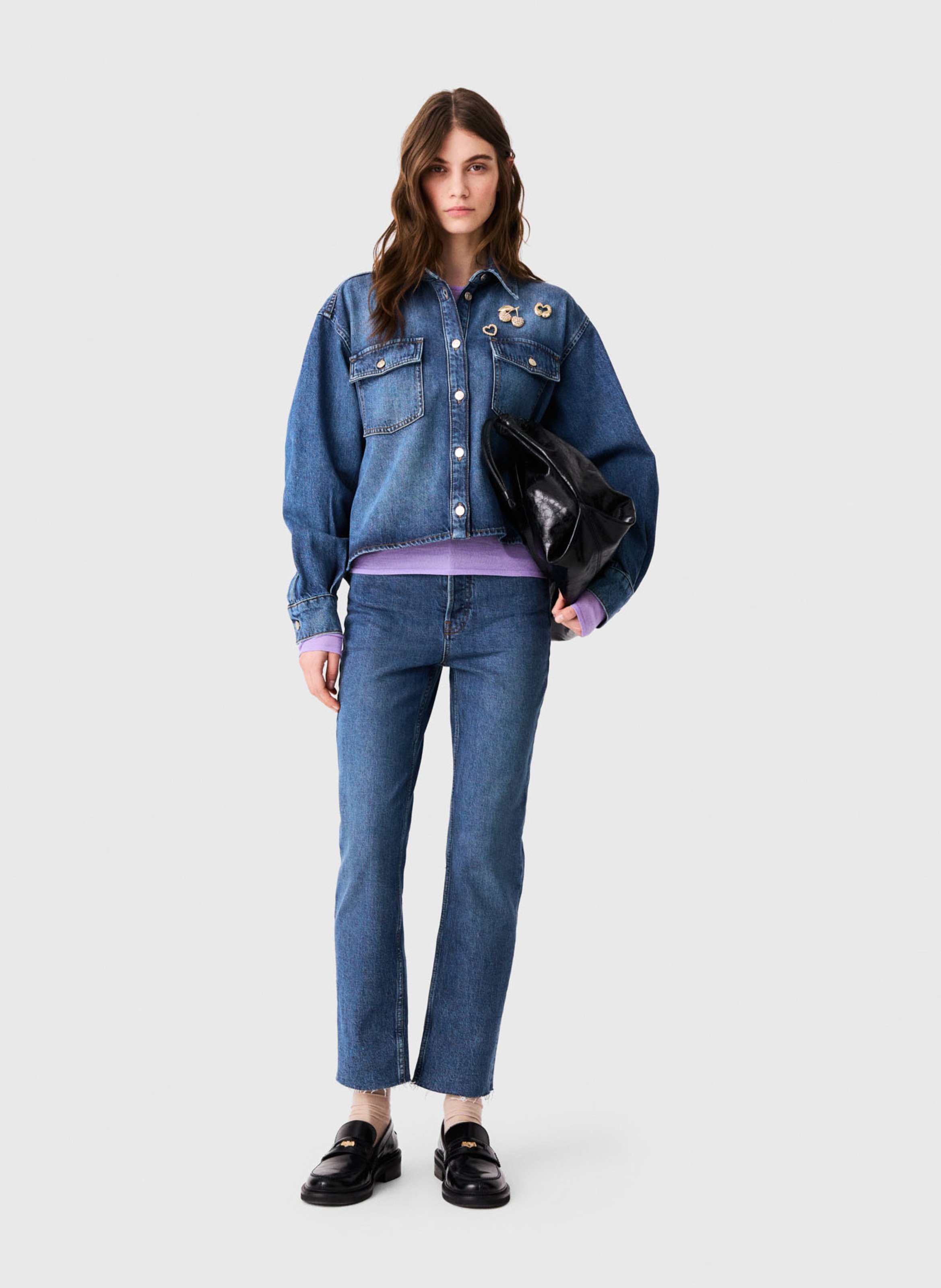 Oversized denim shirt MAJE Blue