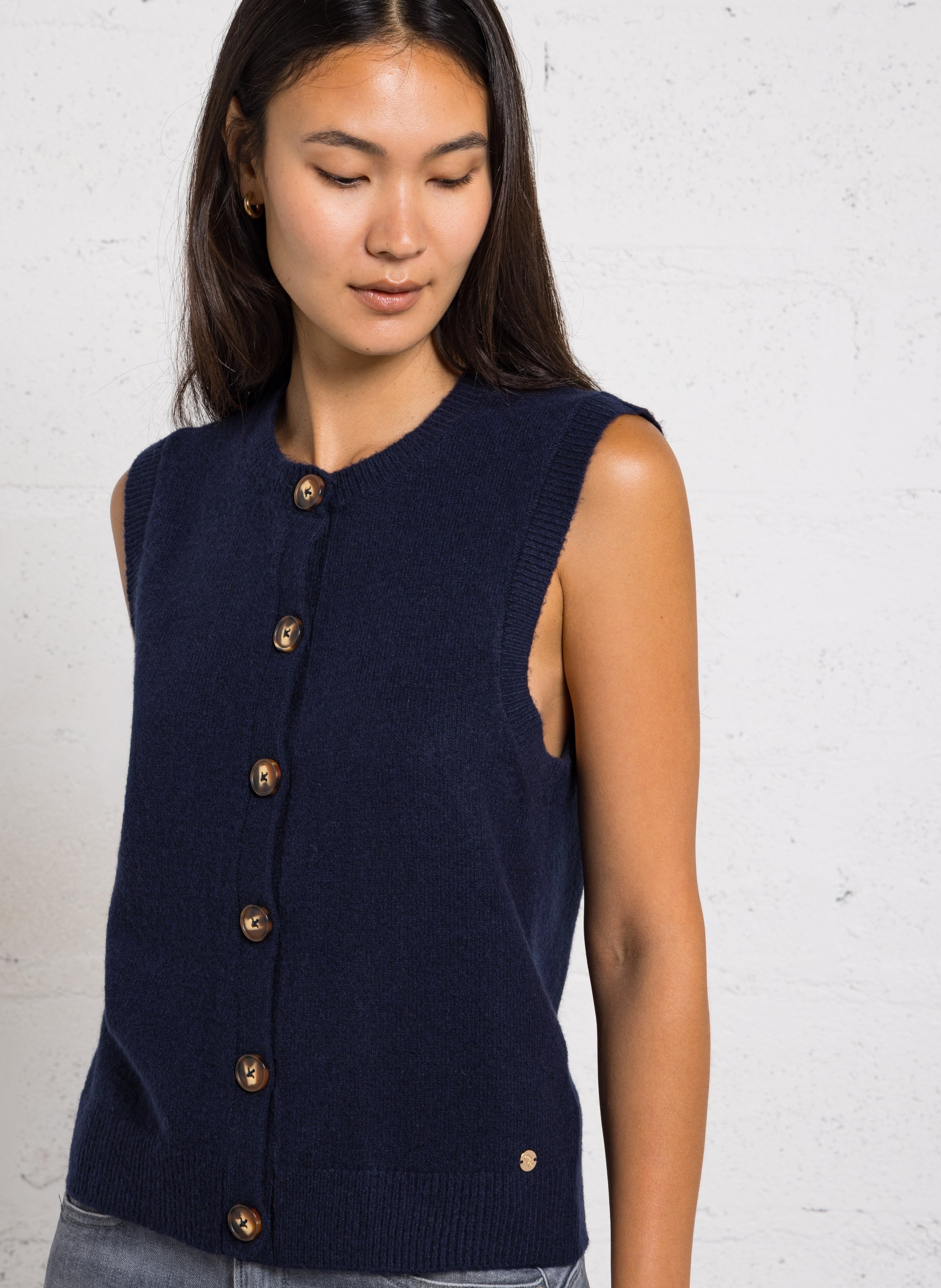 Gilet droit col rond LA PETITE ETOILE Bleu