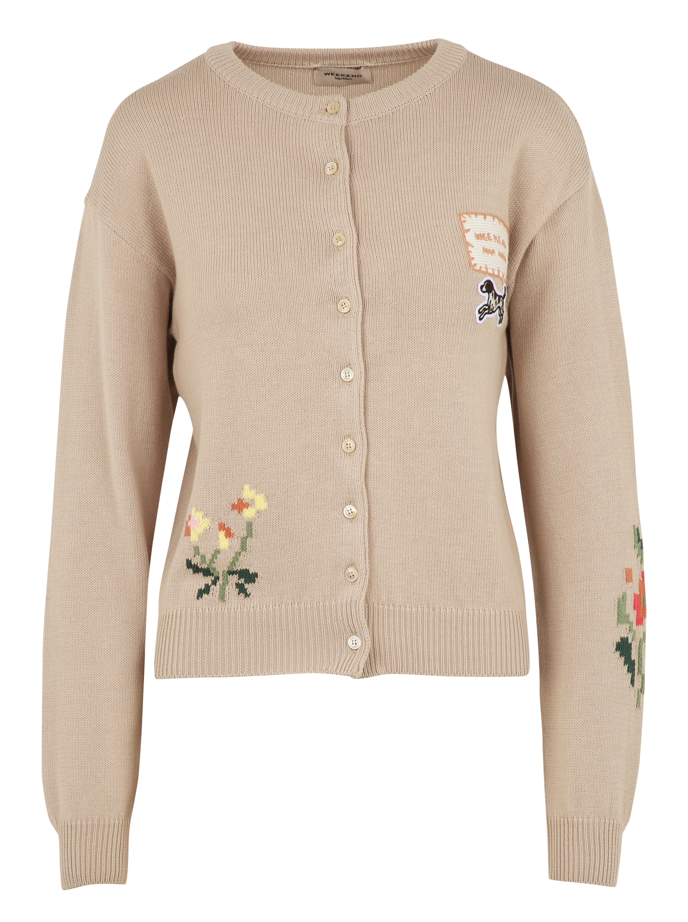 Striped cardigan with fancy embroideries MAX MARA WEEK END Beige