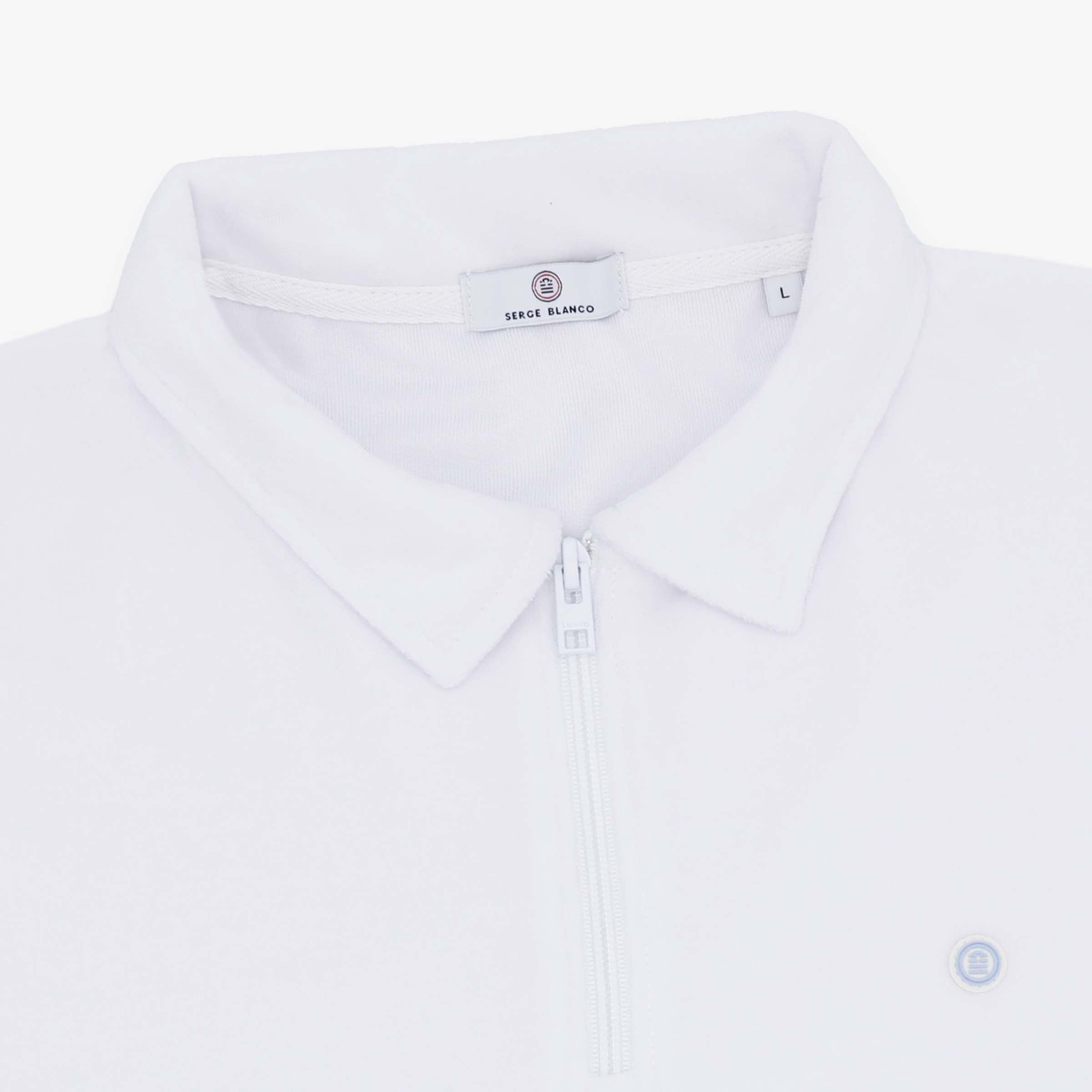 Polo manches courtes en éponge avec col zippé SERGE BLANCO Blanc