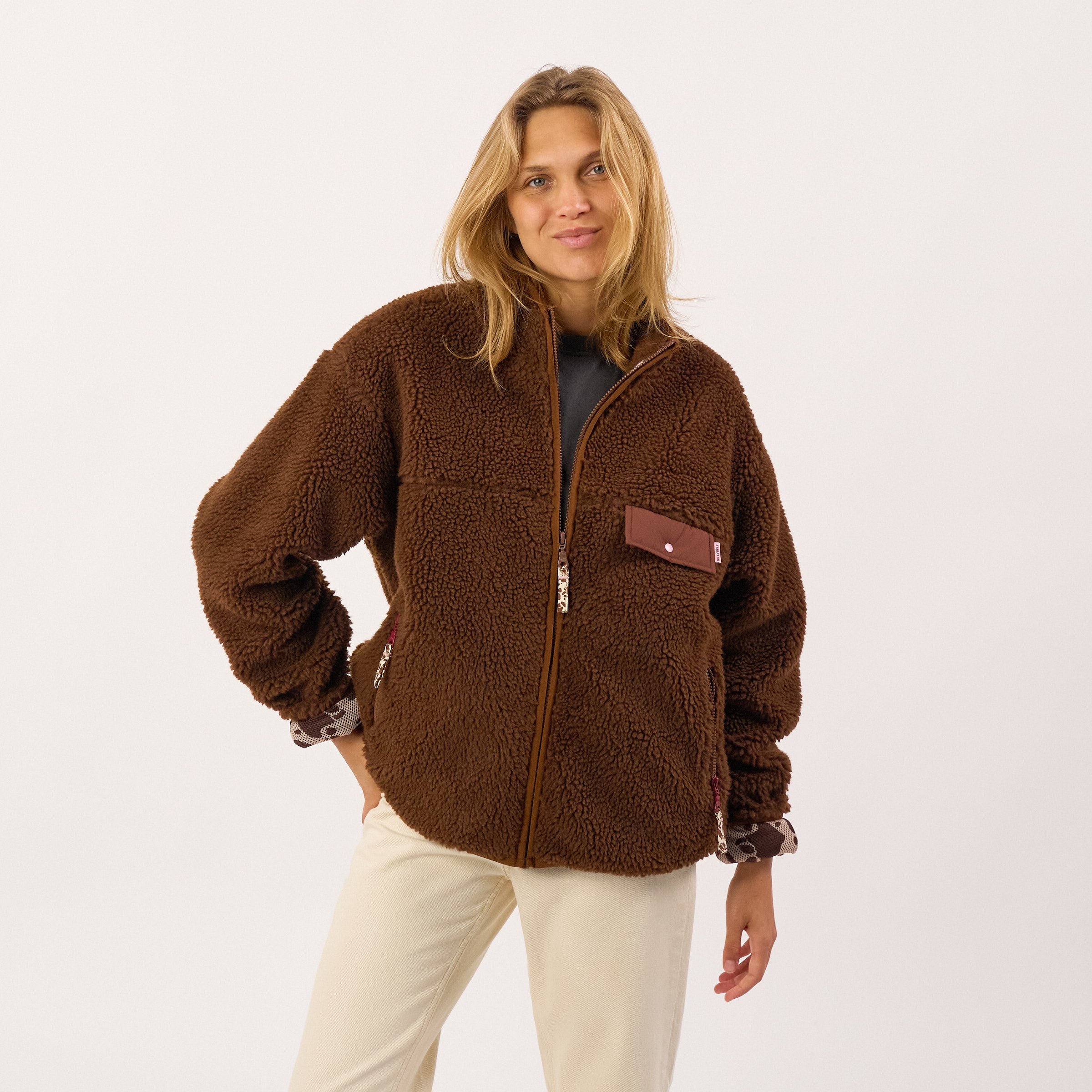 Sherpa zip-up jacket BILLYBELT Brown