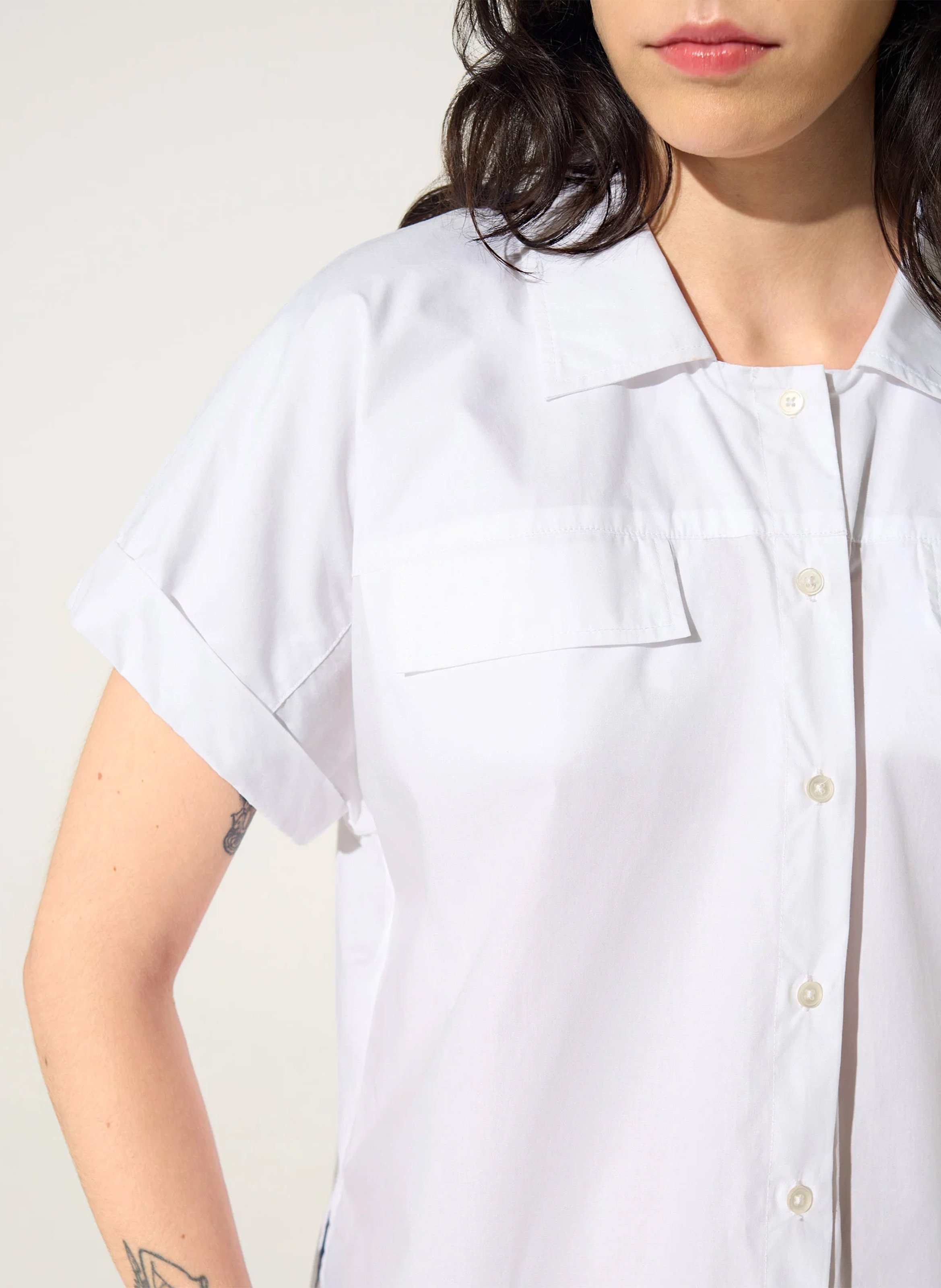 Loose-fit organic cotton shirt with classic collar COTELAC ACOTE White