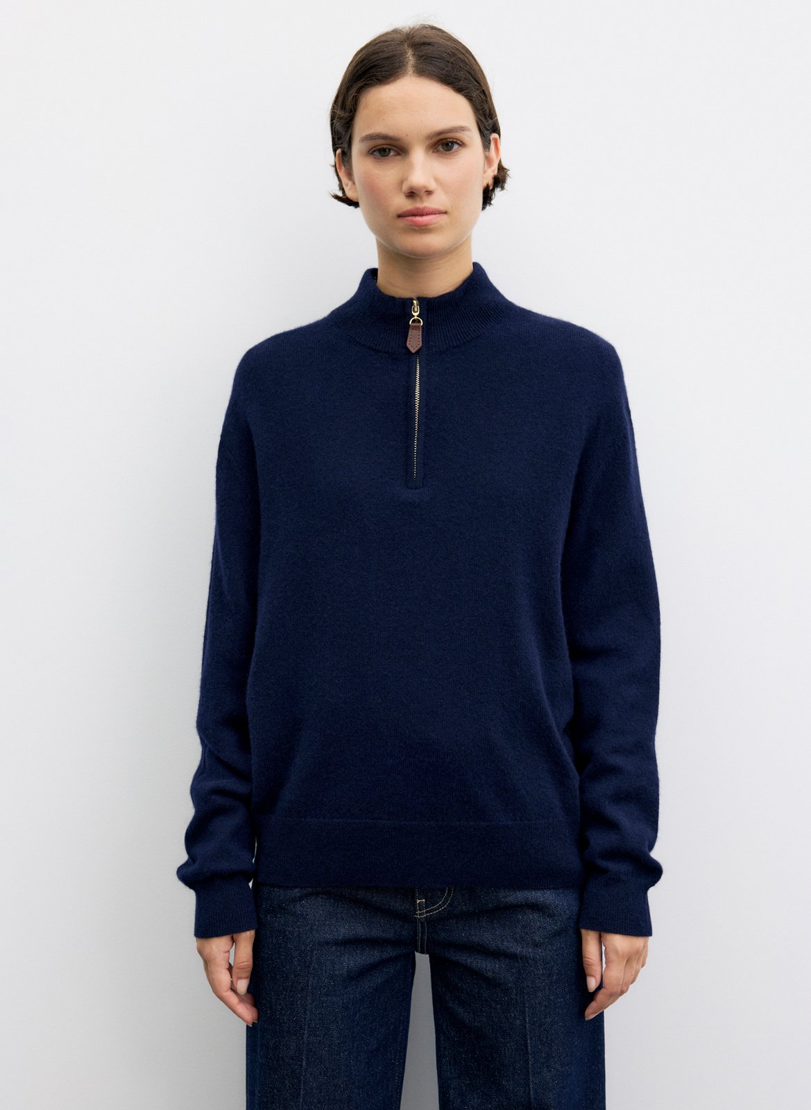 Cashmere zip-neck turtleneck sweater GERARD DAREL Blue