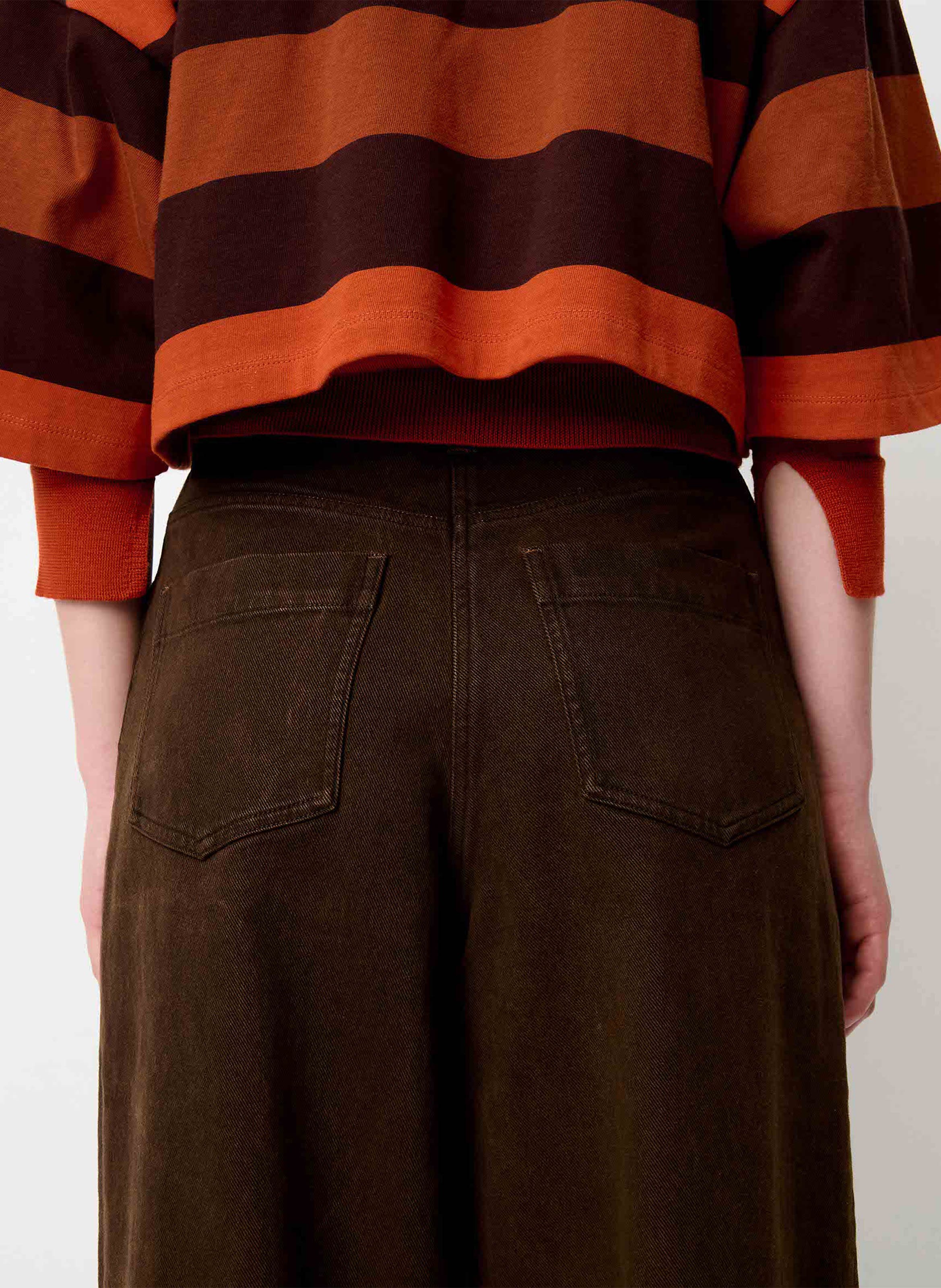 High-rise wide-leg cotton jeans SESSUN Brown