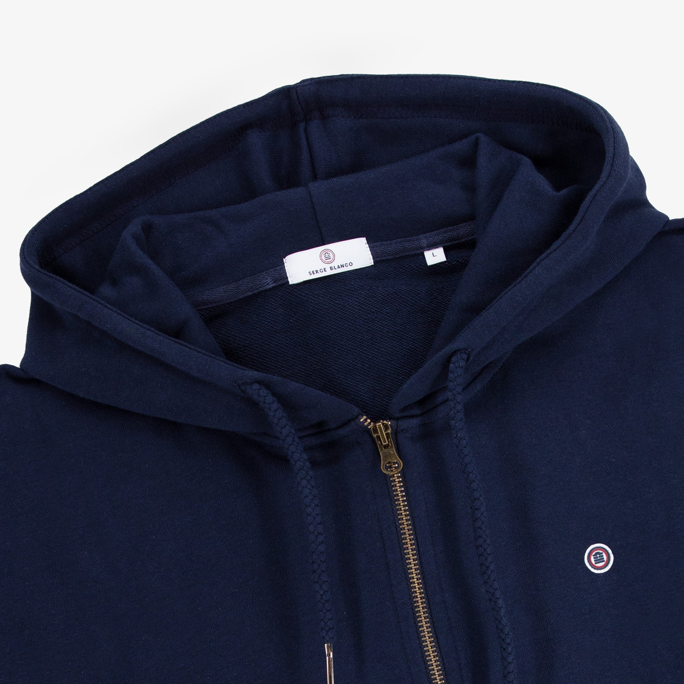 Zip-up hoodie in brushed cotton fleece SERGE BLANCO Blue