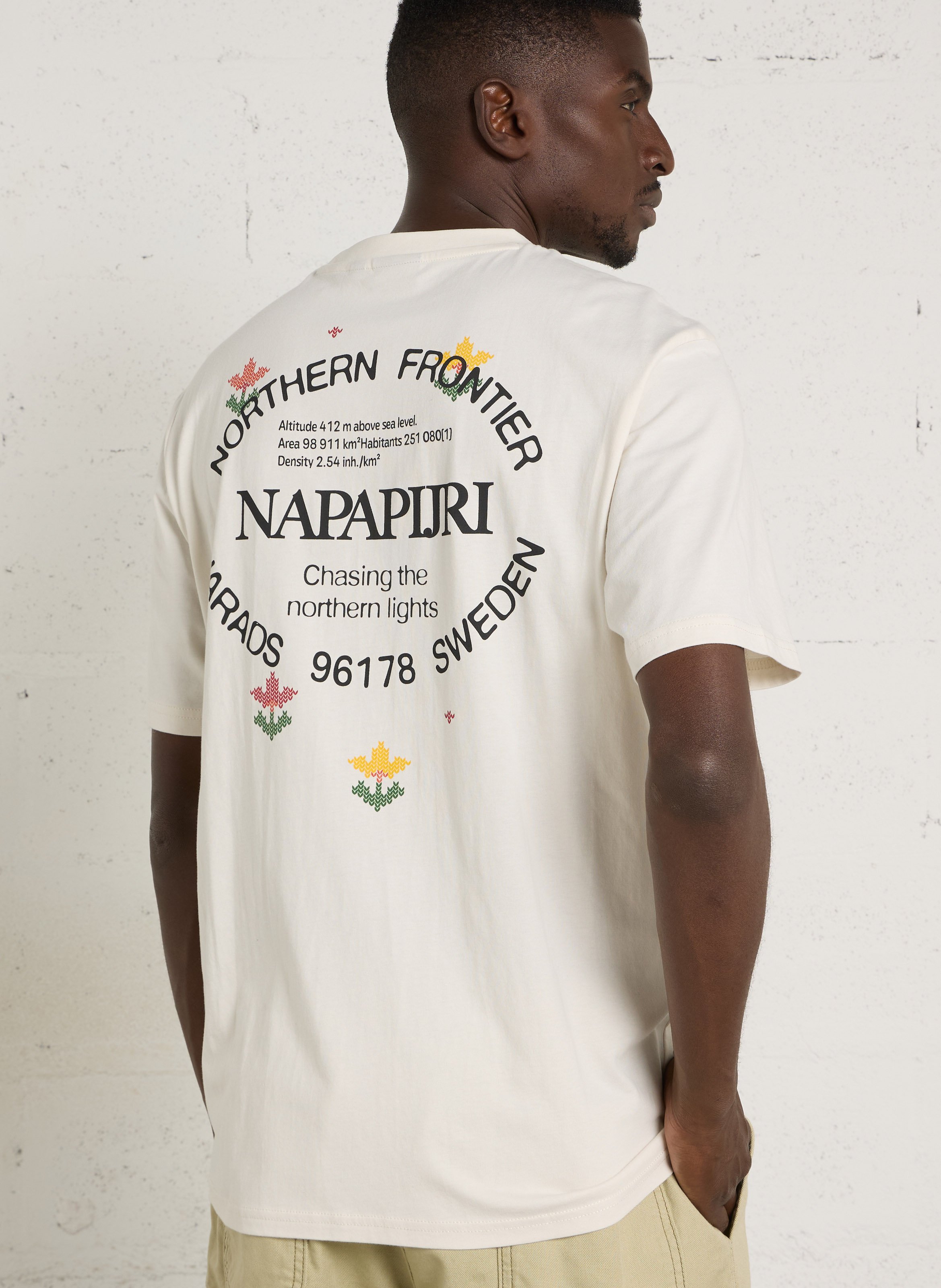 Gerade geschnittenes Rundhals-T-Shirt aus Baumwolle mit Siebdruck NAPAPIJRI Mehrfarbig